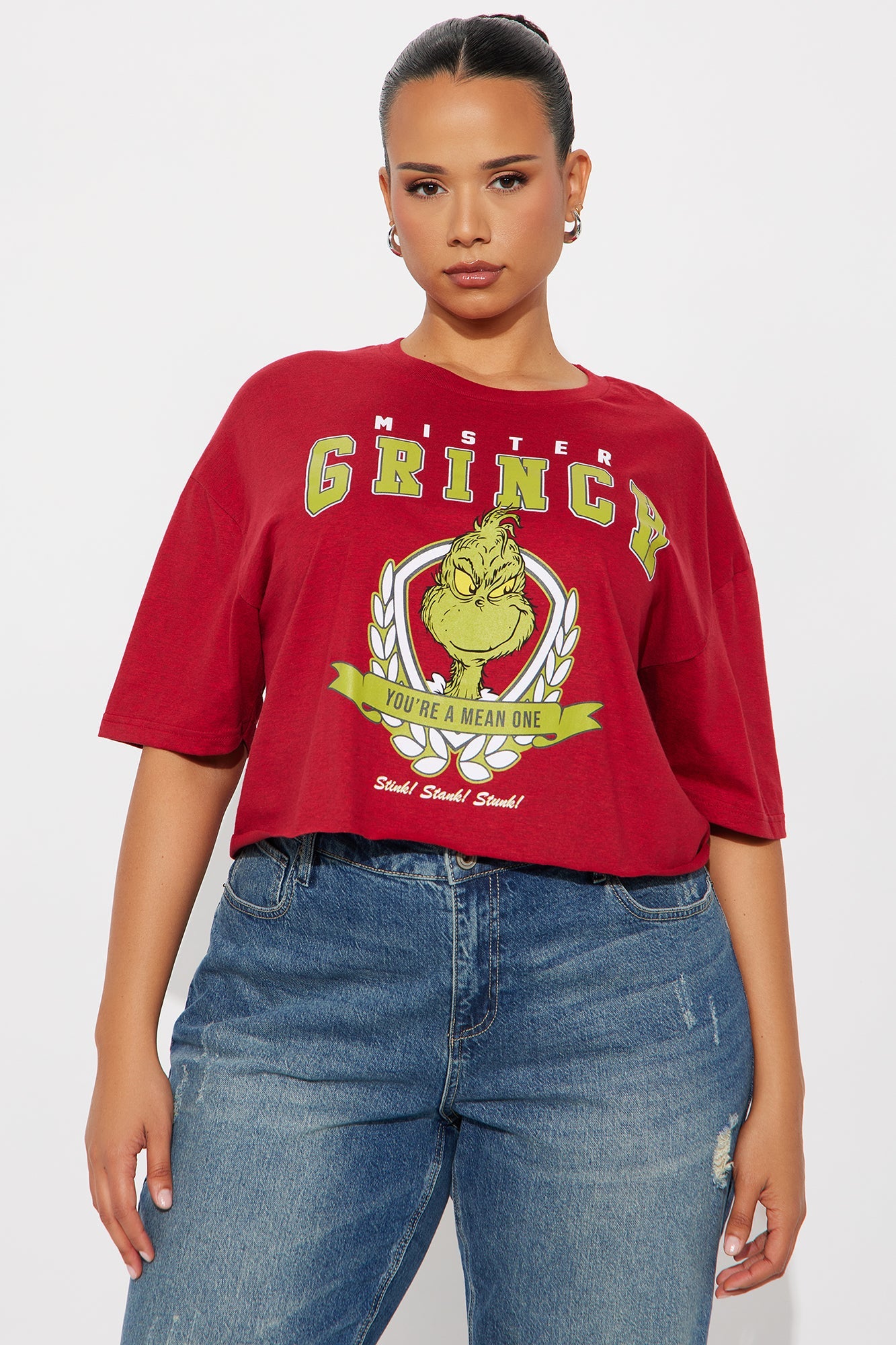 Mister Grinch Cropped Tee - Red