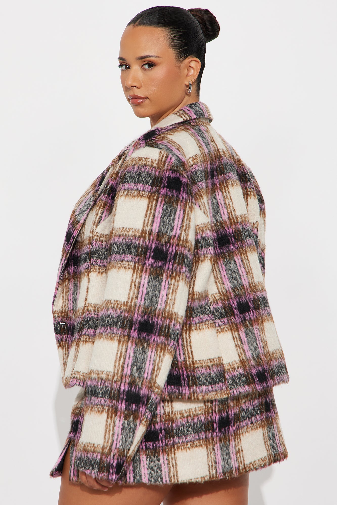 Get A Clue Check Blazer - Pink/combo