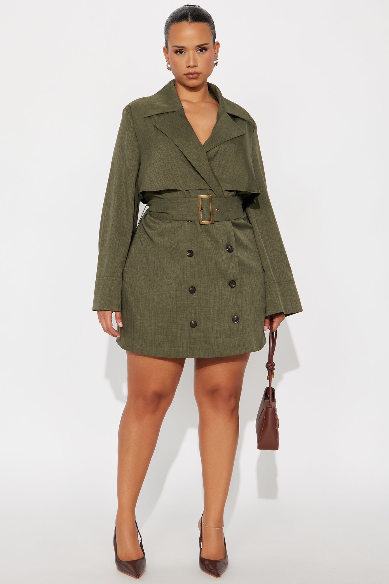 It's Official Belted Blazer Mini Dress - Olive