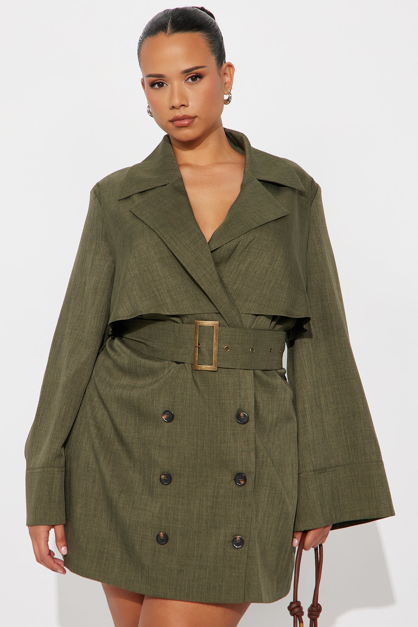 It's Official Belted Blazer Mini Dress - Olive