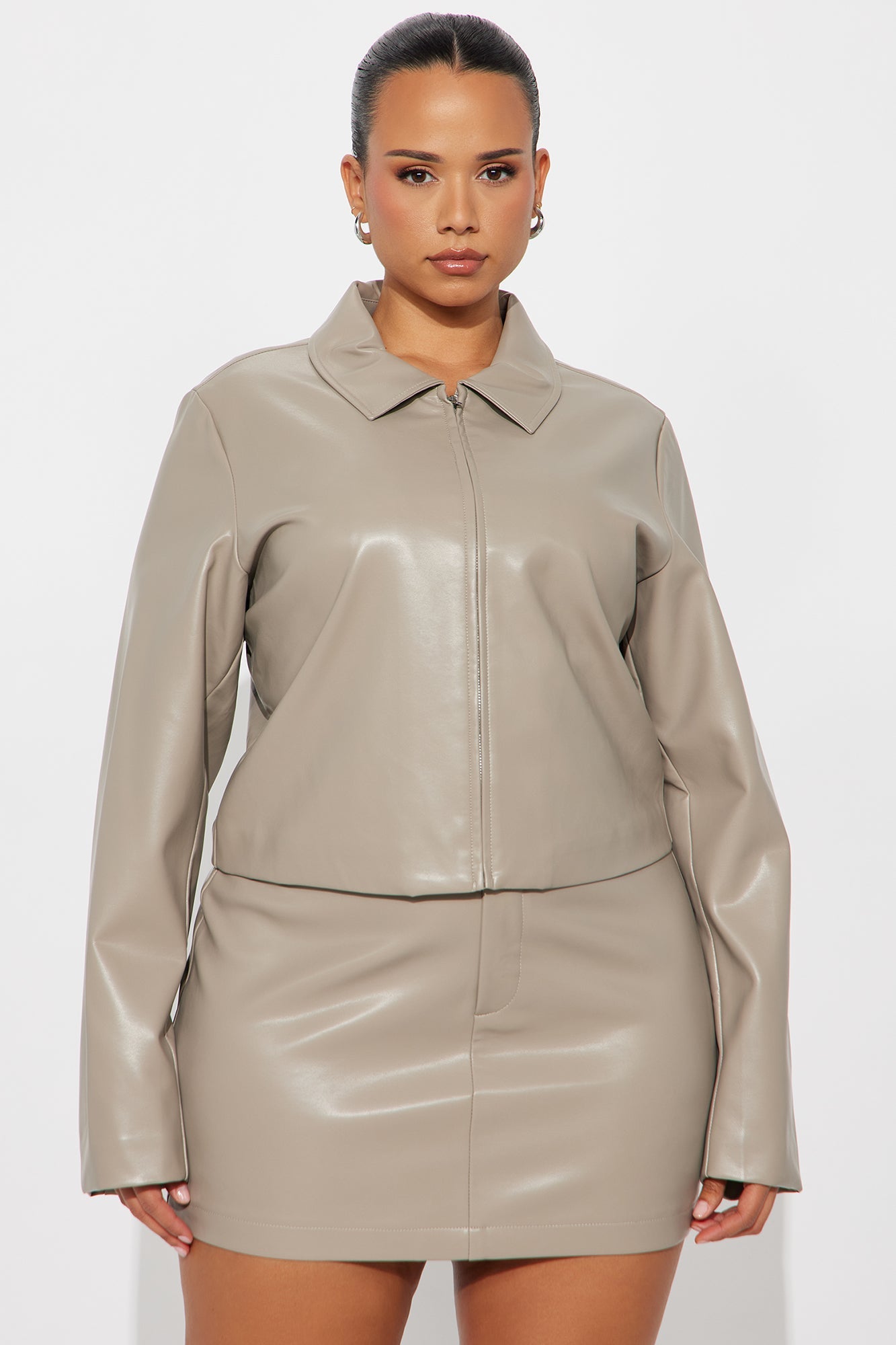 Stella Faux Leather Moto Jacket - Stone