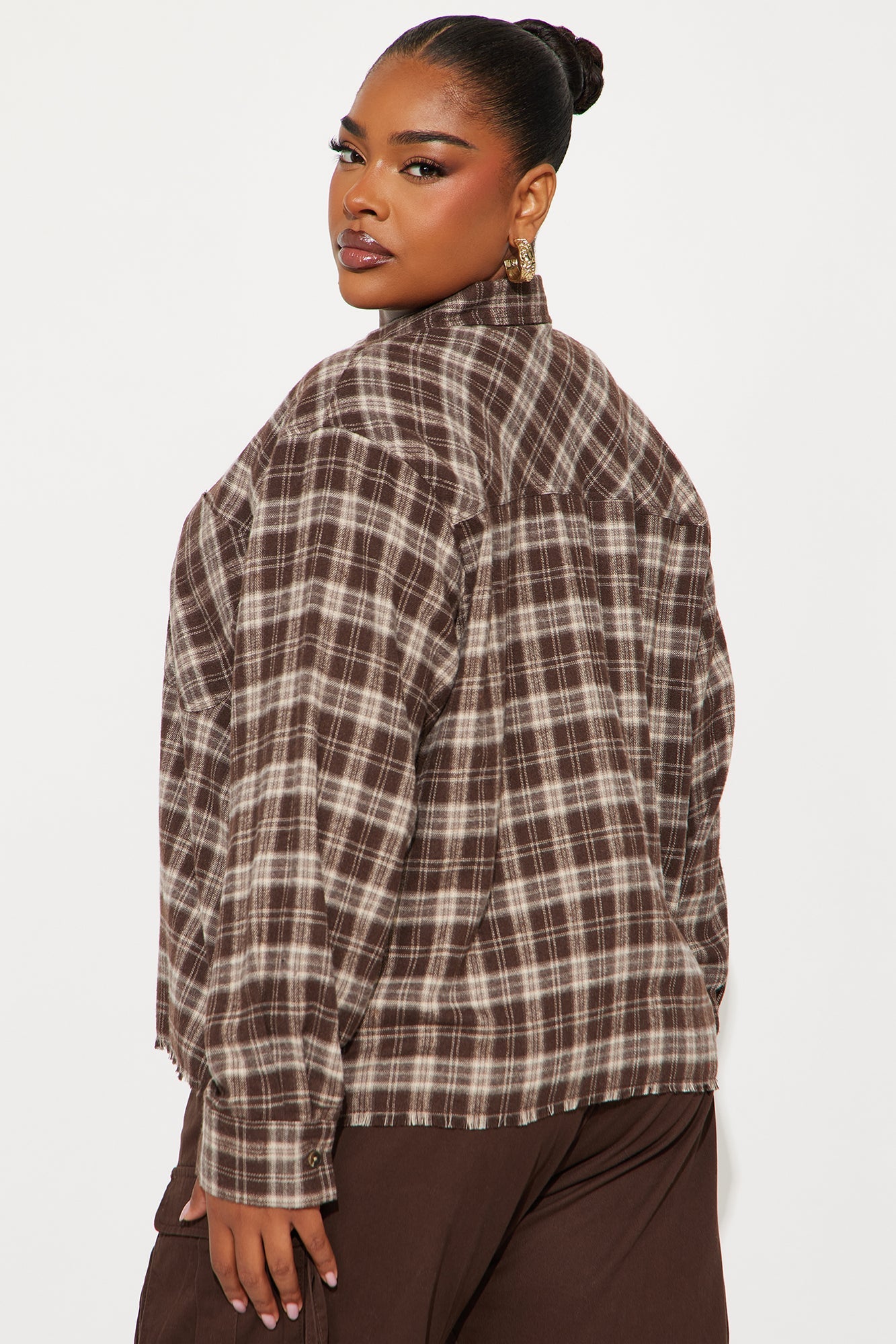 Downtown Drive Plaid Flannel Shirt - Brown/combo