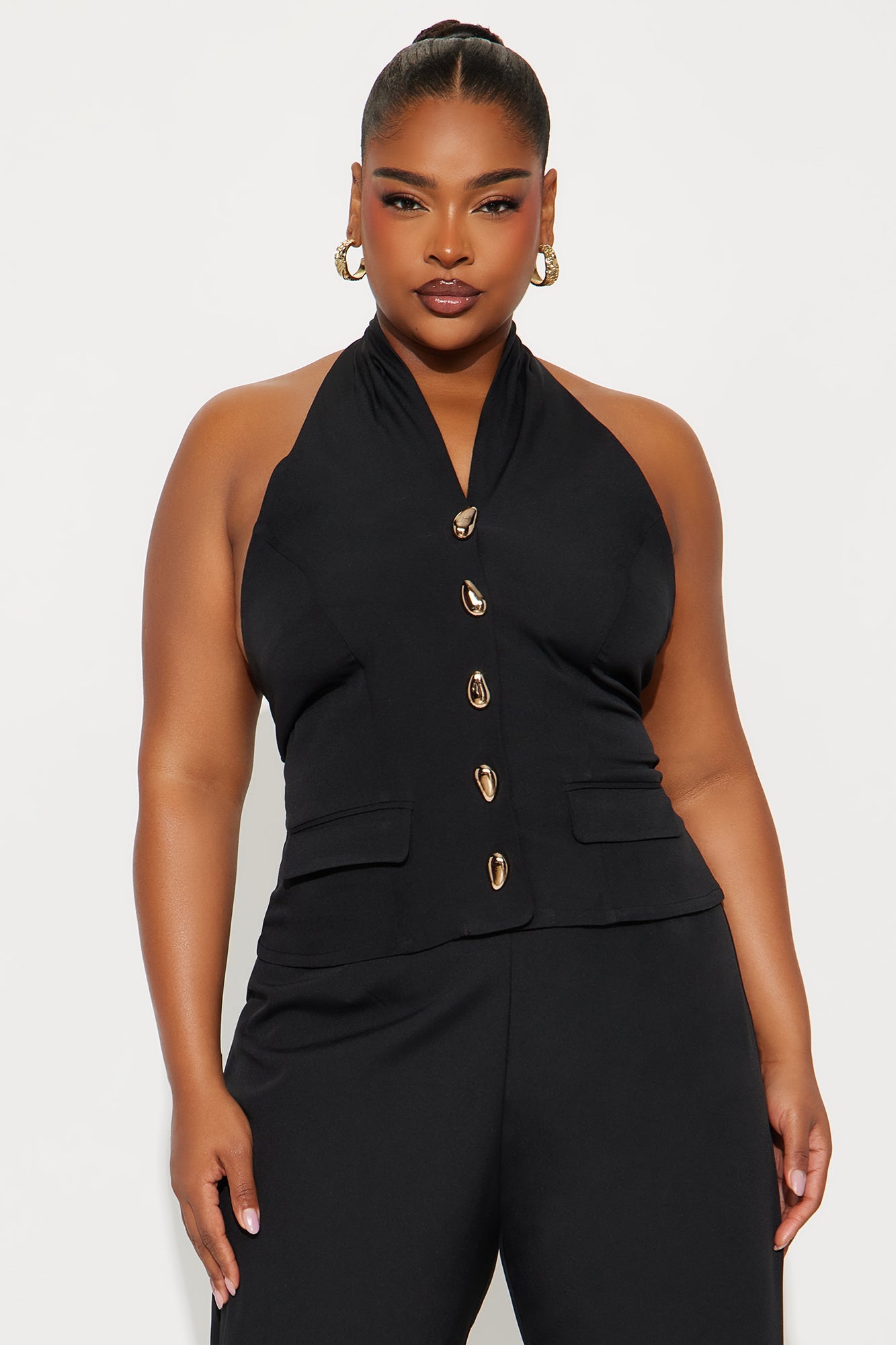 Happy Hour Halter Wide Leg Jumpsuit - Black