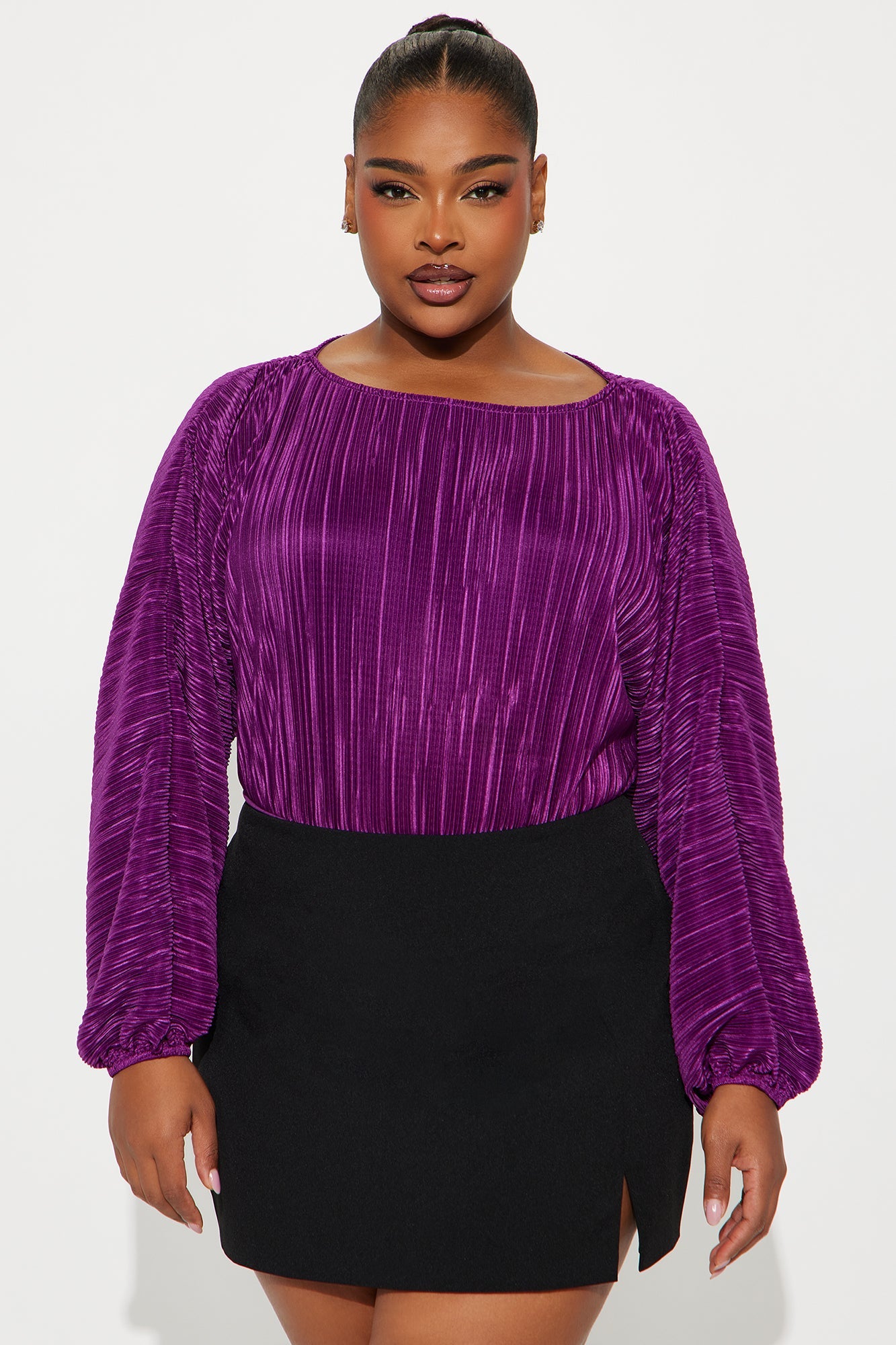 Kassia Long Sleeve Boat Neck Bodysuit - Plum