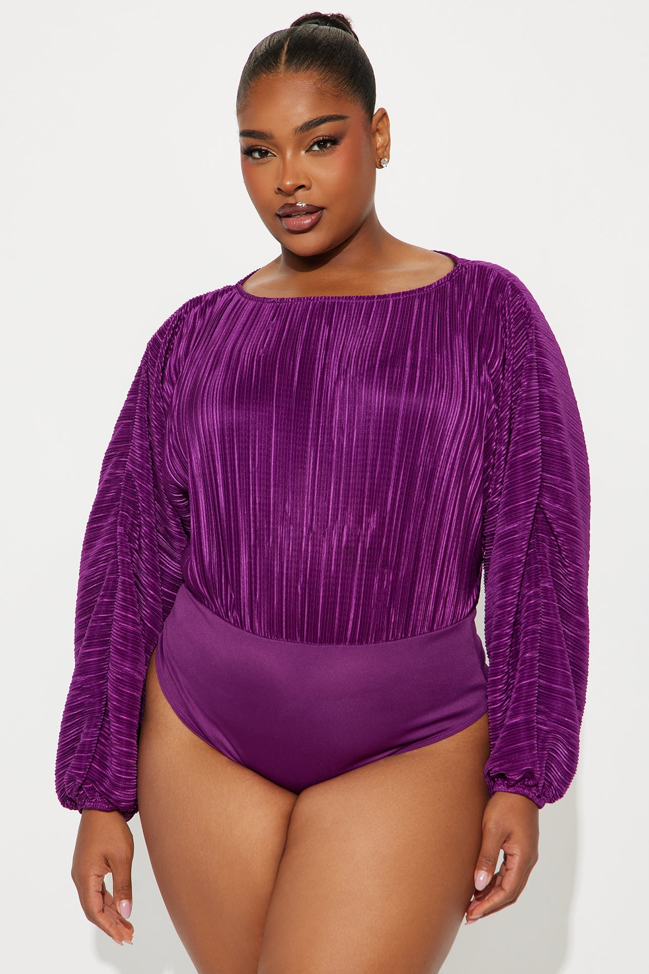 Kassia Long Sleeve Boat Neck Bodysuit - Plum