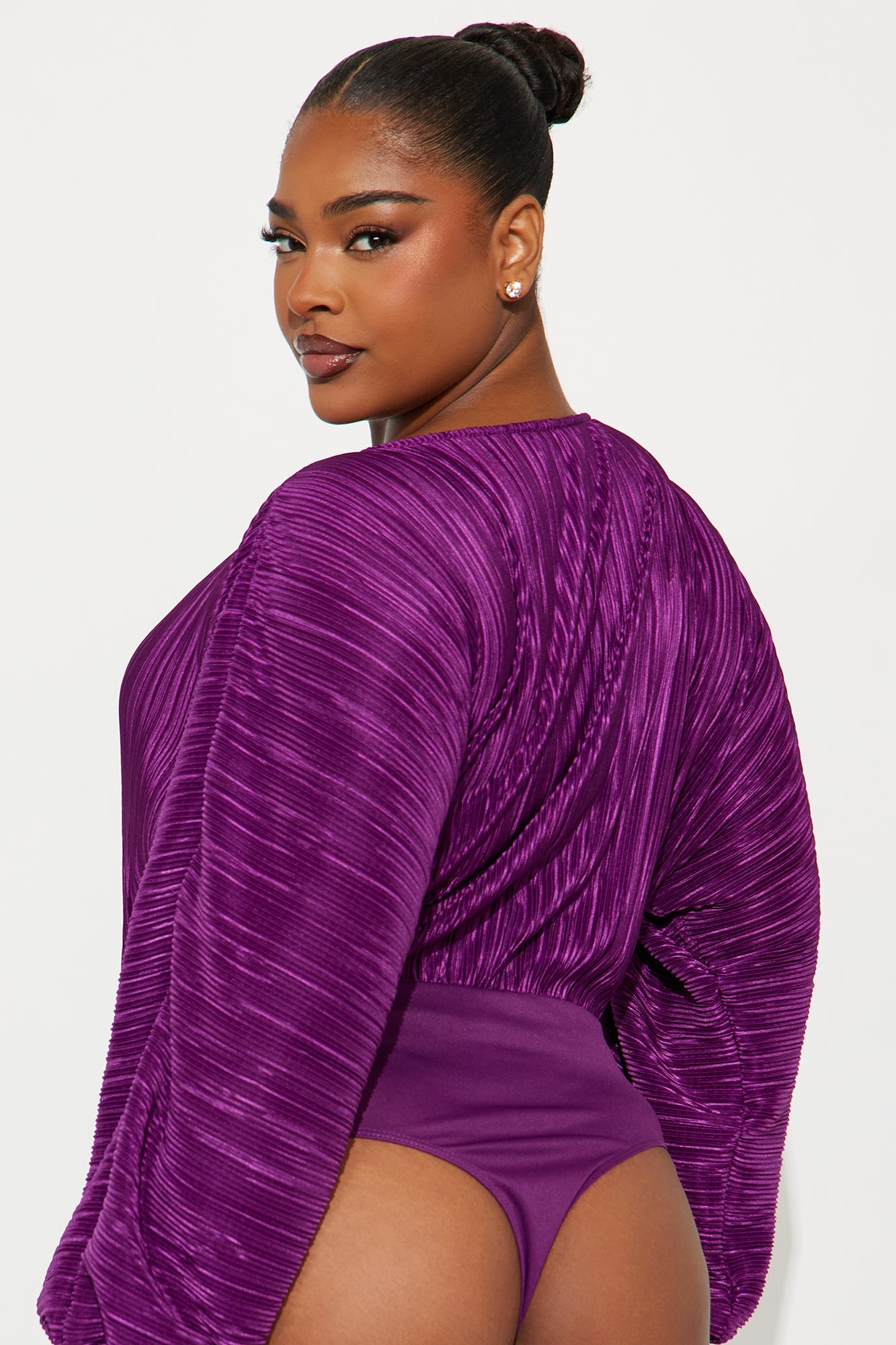 Kassia Long Sleeve Boat Neck Bodysuit - Plum