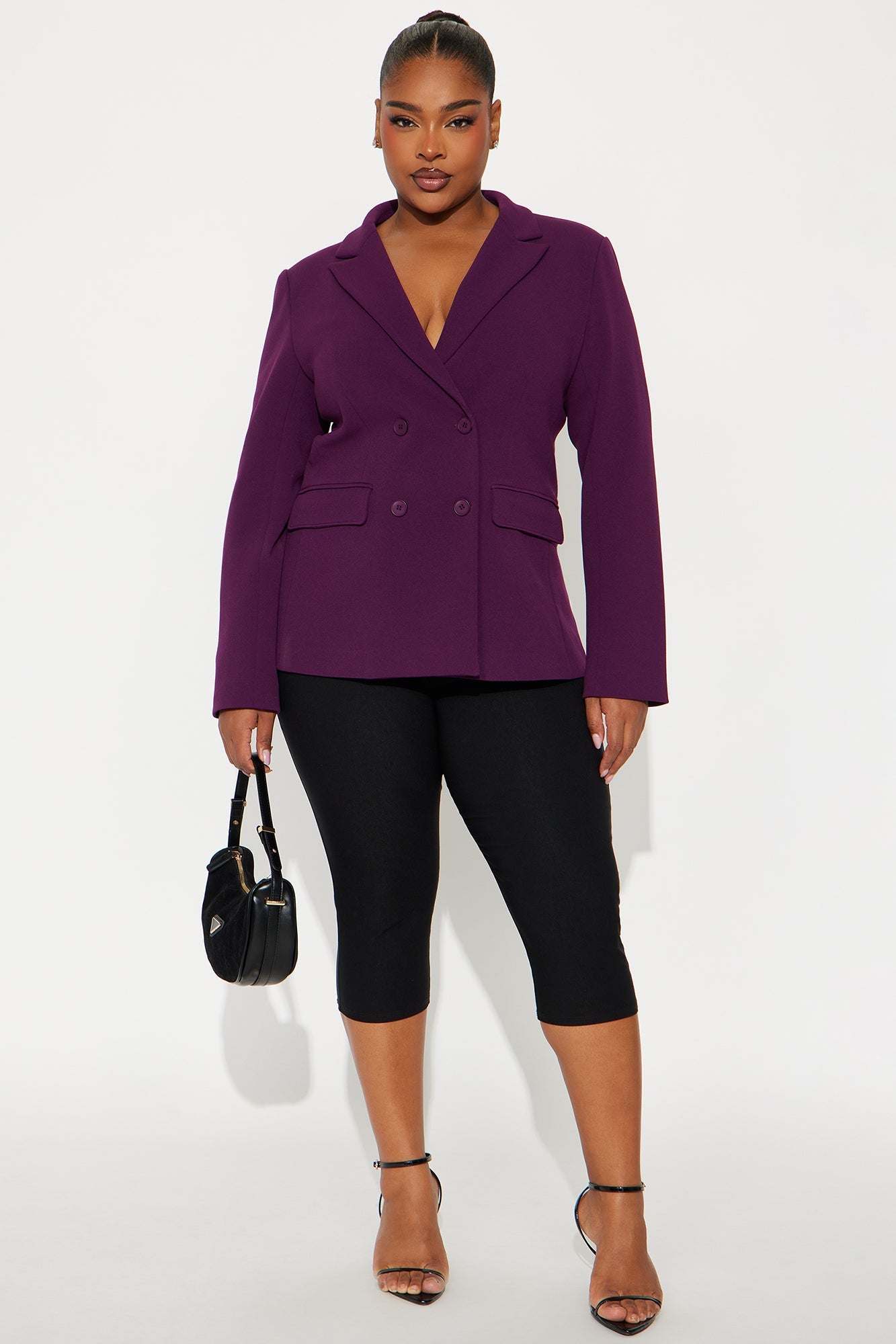 Goal Getter Double Breasted Blazer - Plum