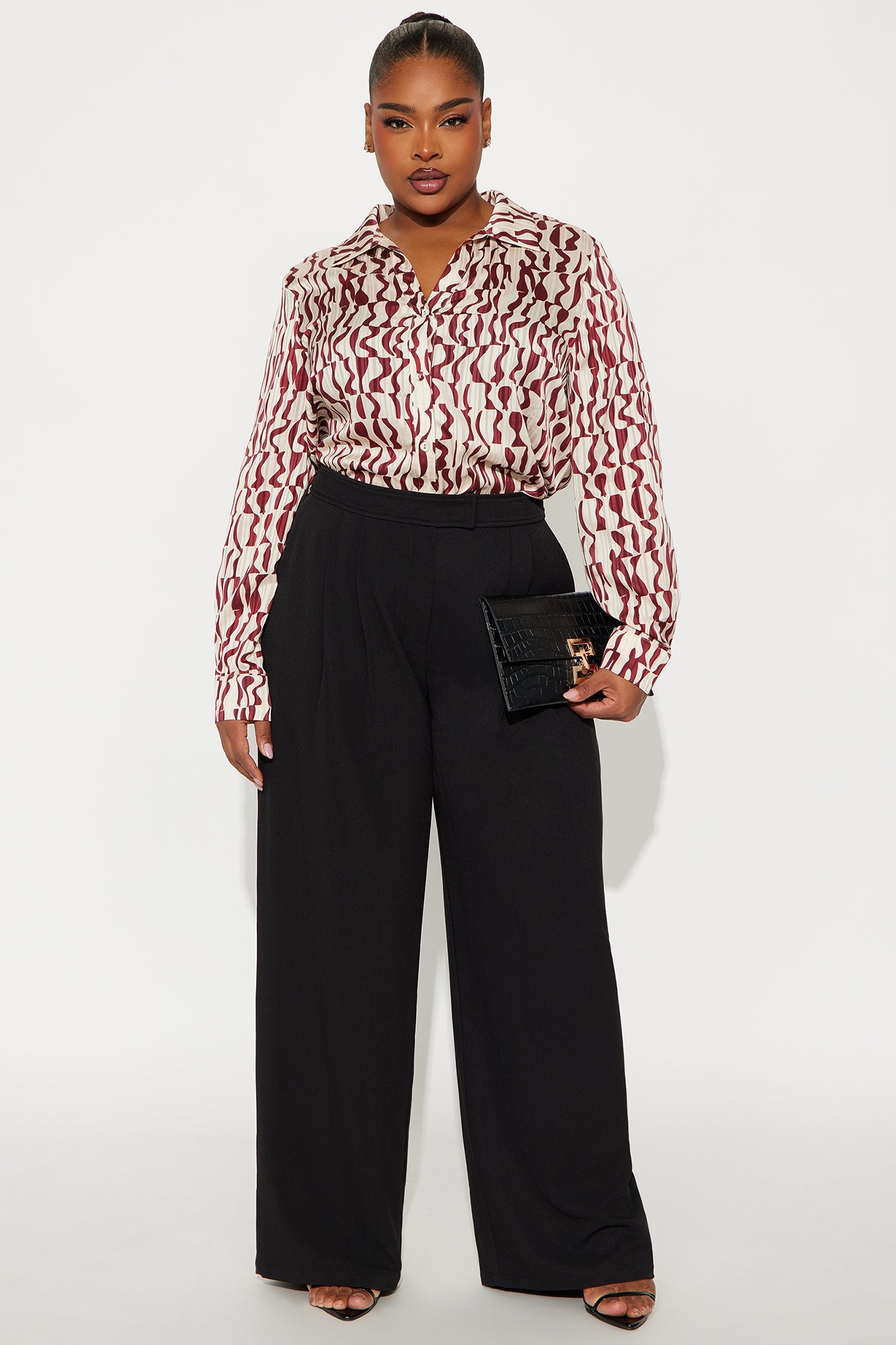 Submit On Time Wide Leg Trouser Pant 32″ - Black