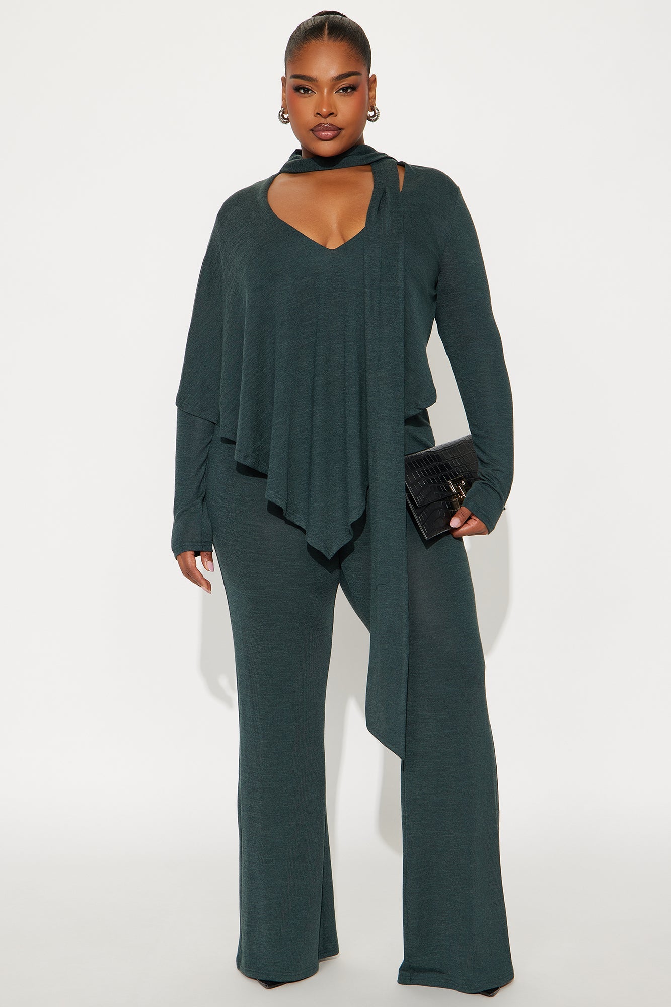 Ariel Long Sleeve Scarf Jumpsuit - Hunter