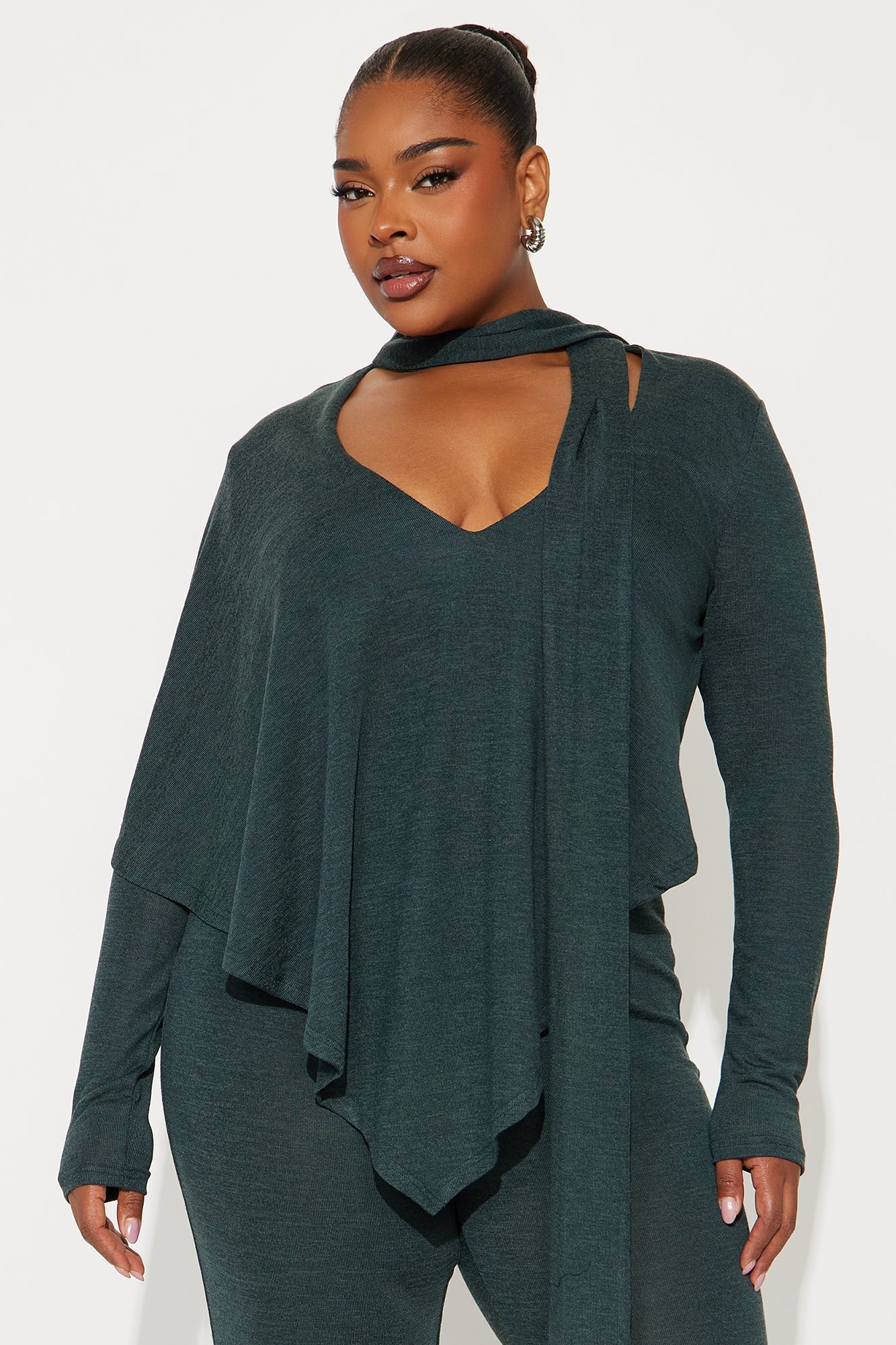 Ariel Long Sleeve Scarf Jumpsuit - Hunter