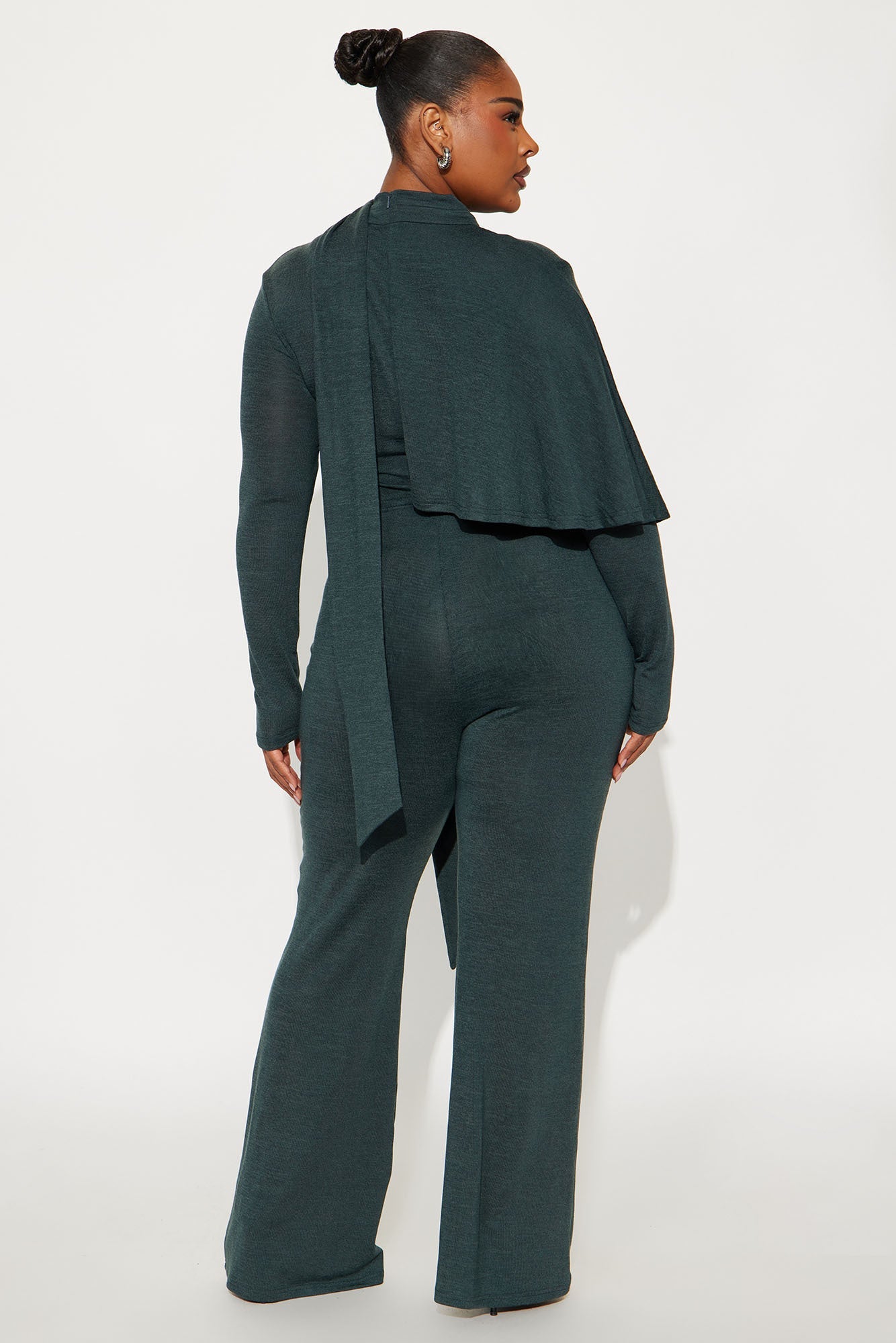 Ariel Long Sleeve Scarf Jumpsuit - Hunter