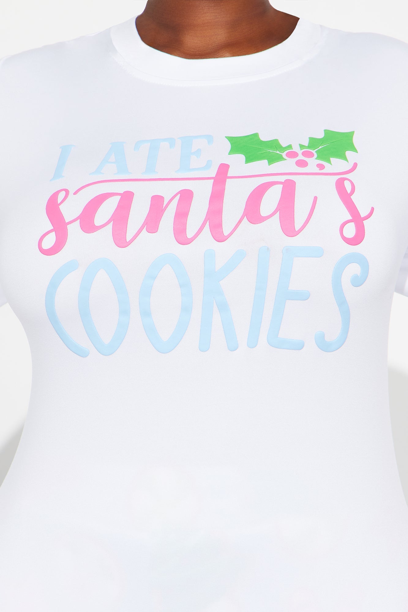 I Ate Santa's Cookies Long Sleeve Plush PJ Jogger Set - White/Blue