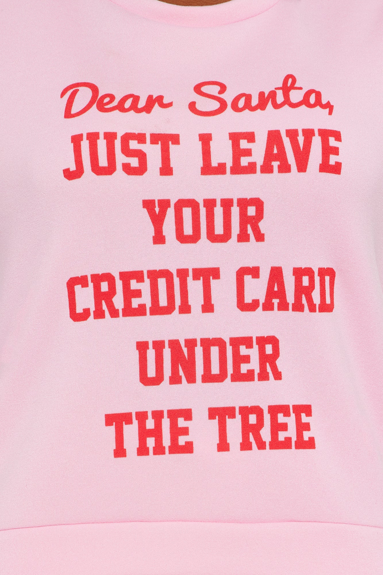 Santa's Credit Card Crew Neck PJ Jogger Set - Pink/combo