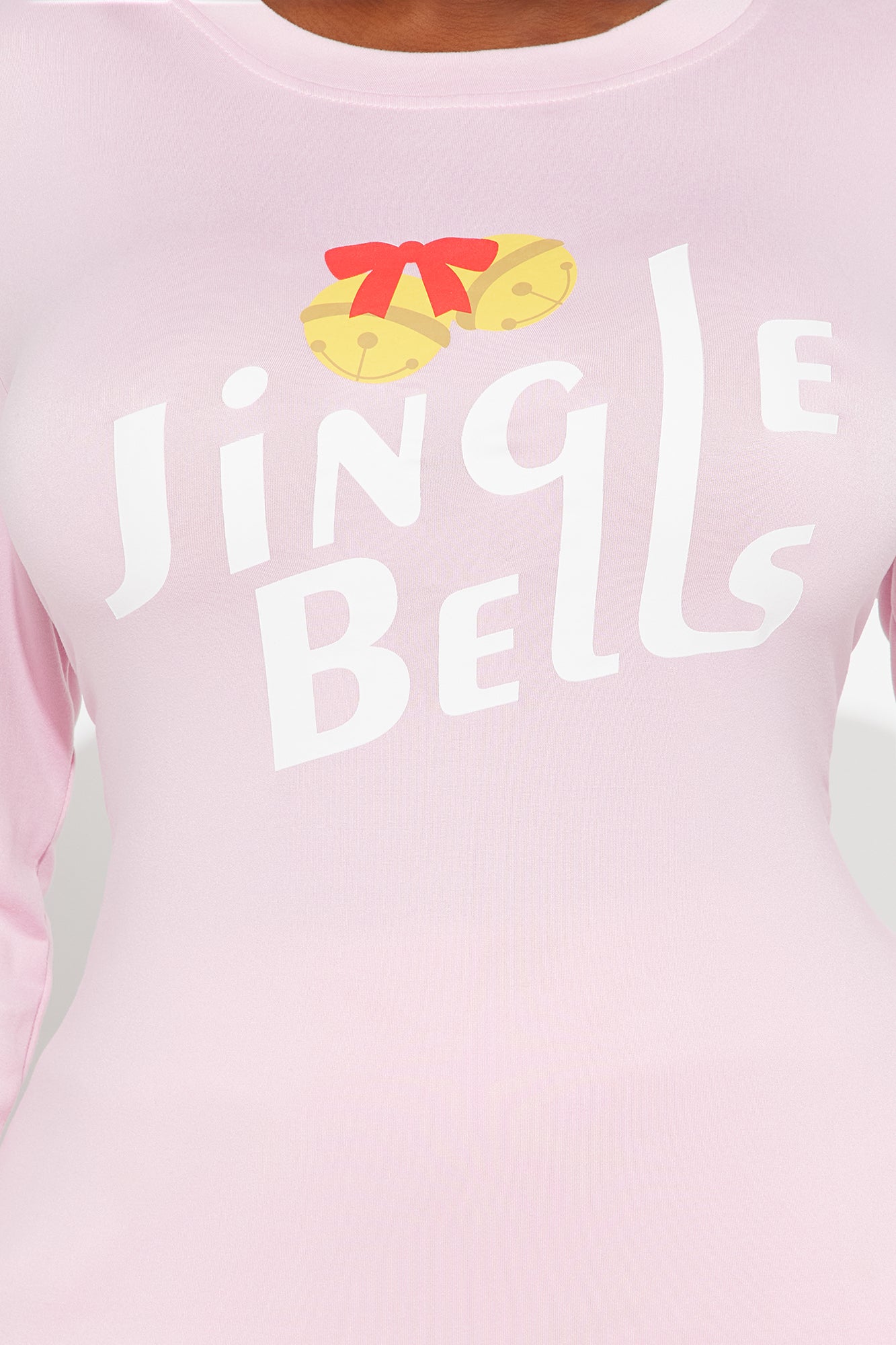 Jingle Bells Long Sleeve Plush PJ Jogger Set - Pink