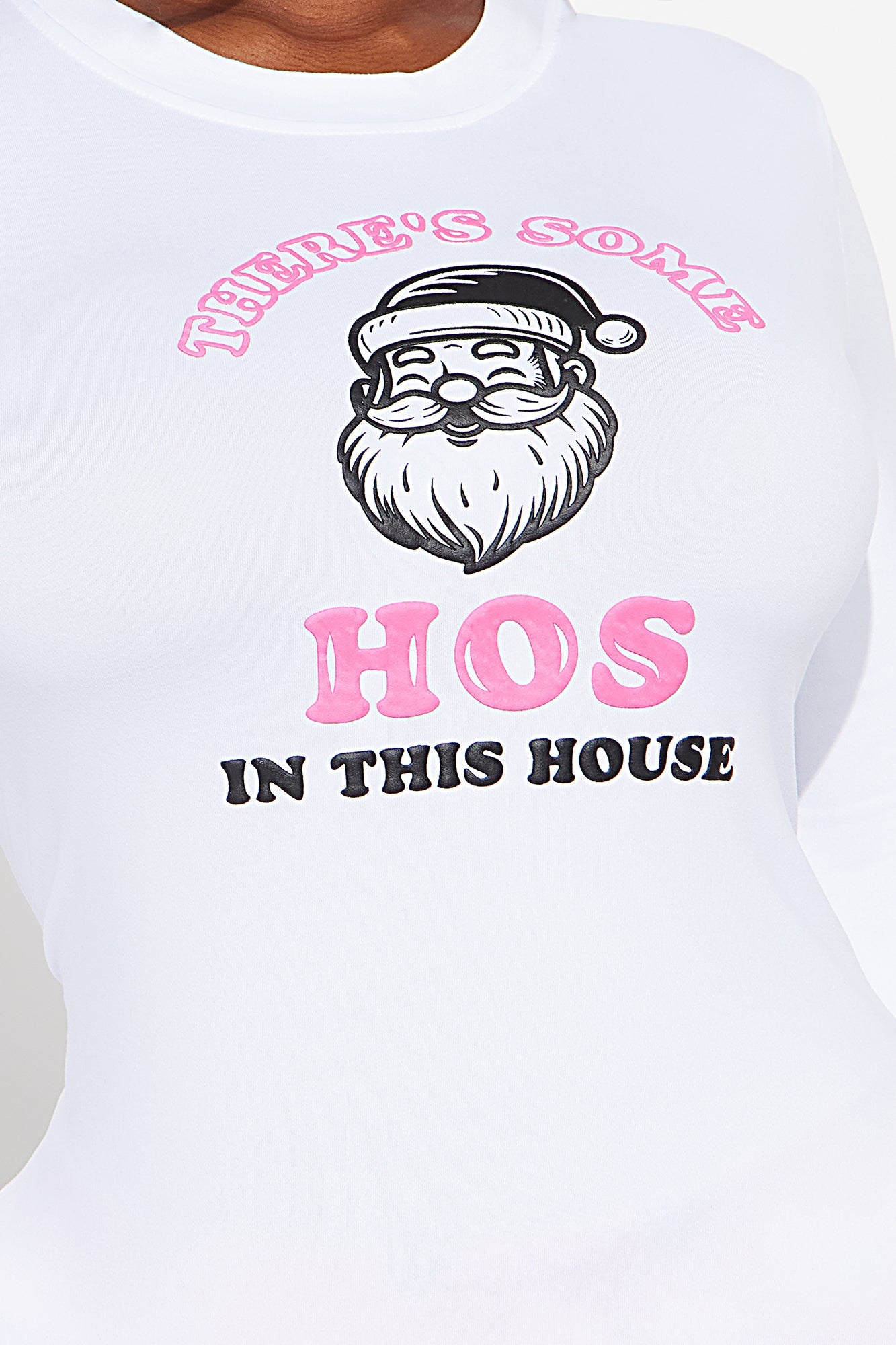 Hos In The House Long Sleeve PJ Jogger Set - White/Pink