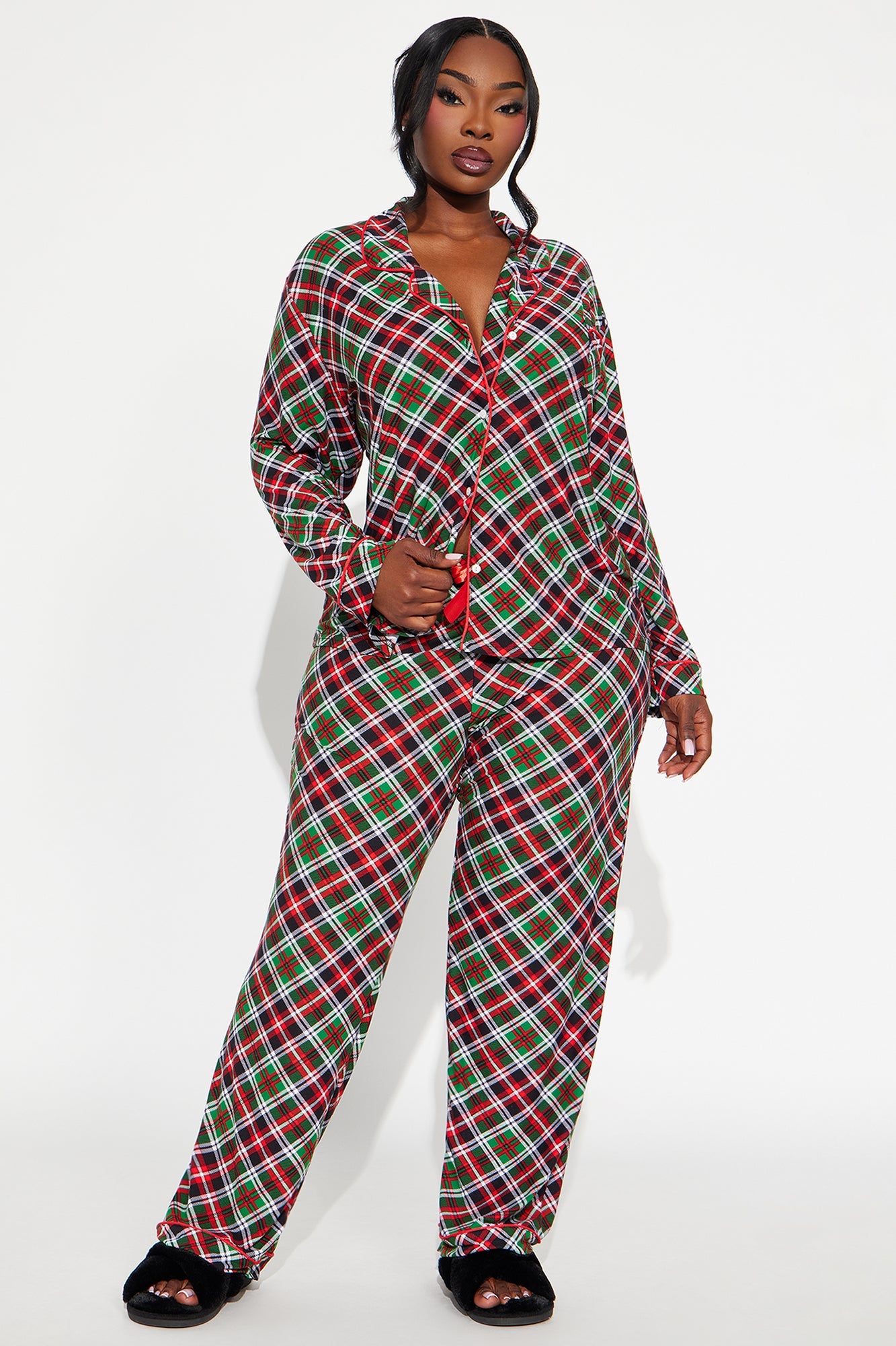 Happy Together Matching Family Long Sleeve PJ Pant Set - Green/combo