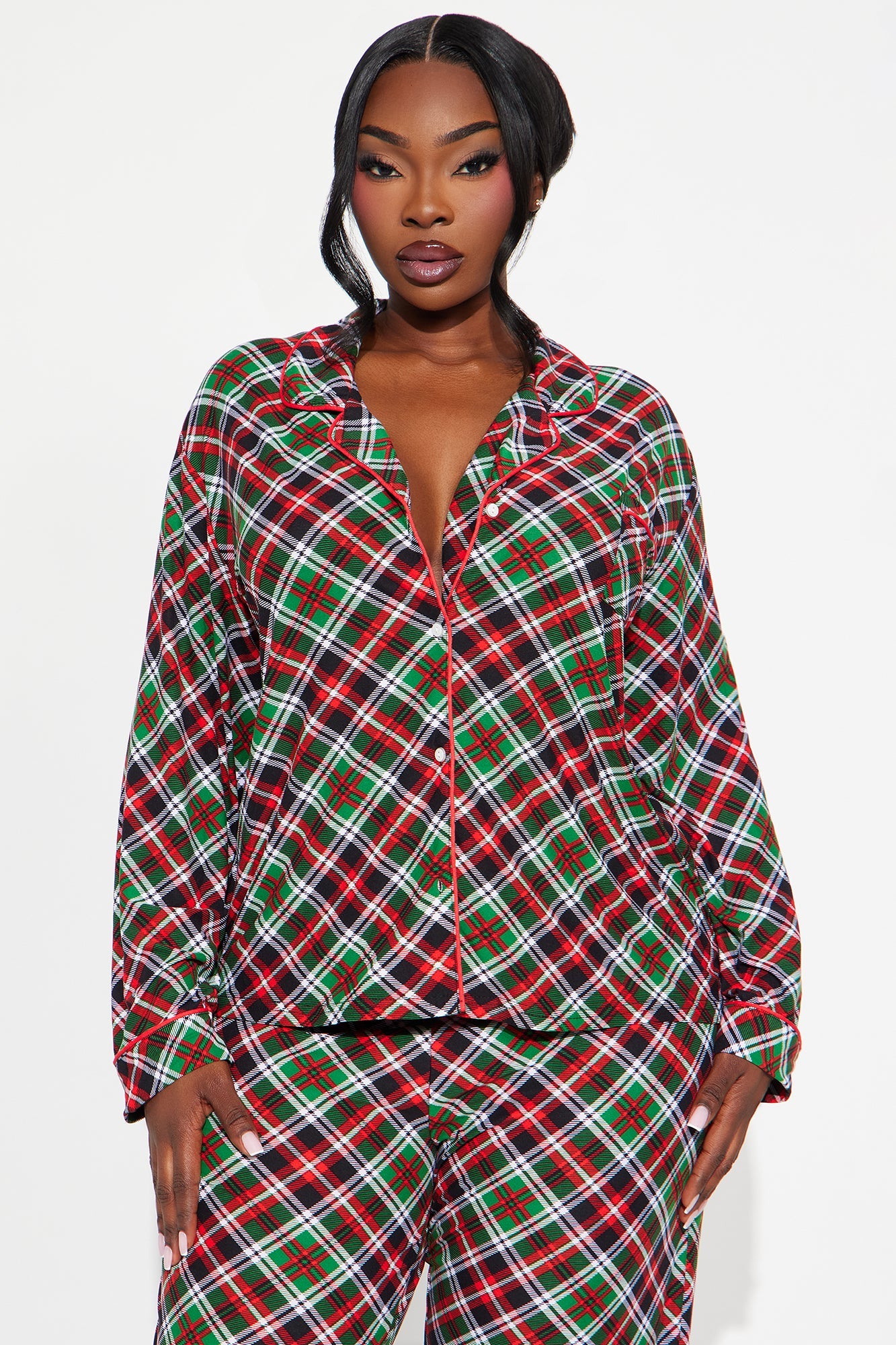 Happy Together Matching Family Long Sleeve PJ Pant Set - Green/combo