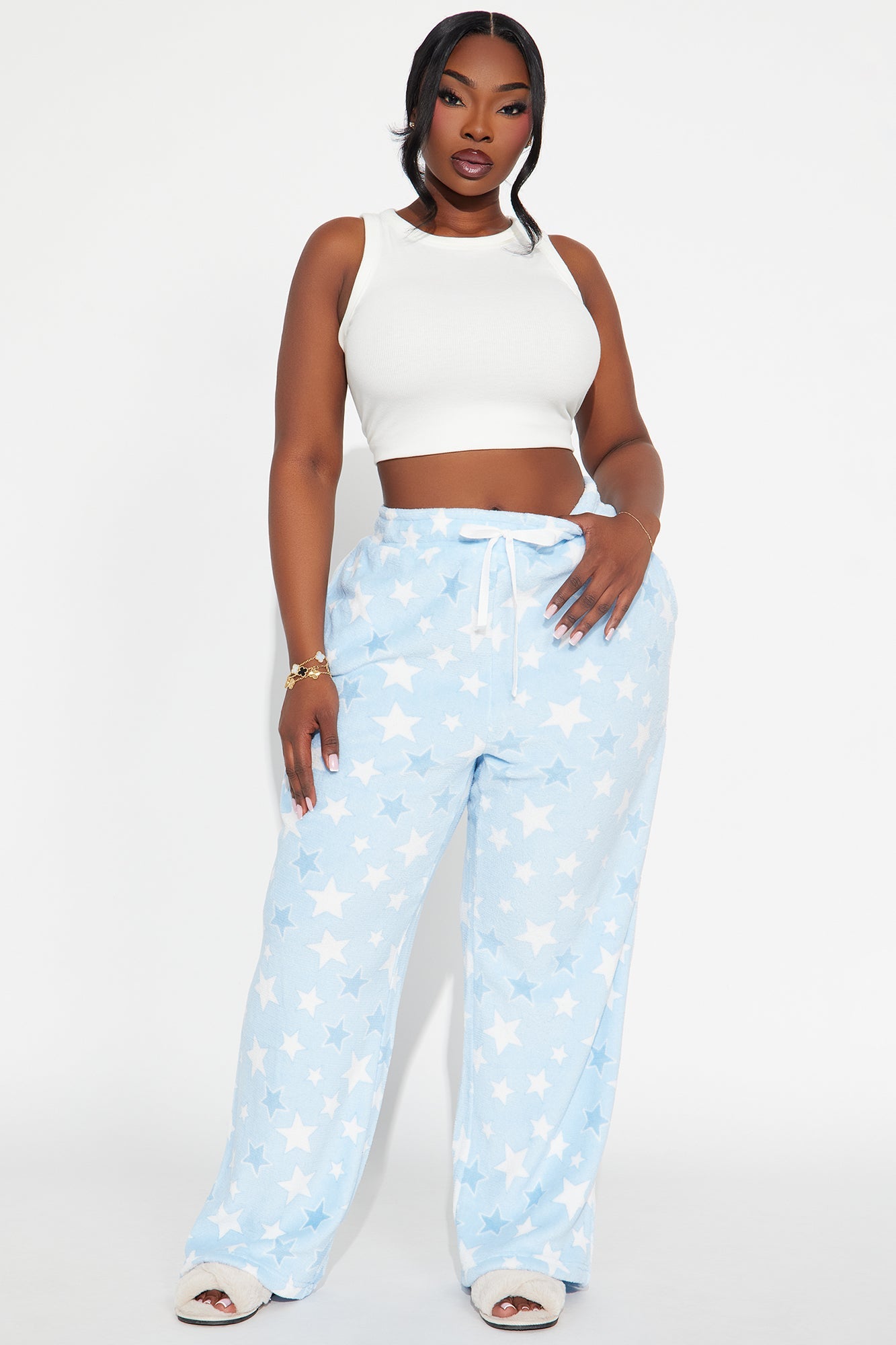 Lucky Star Plush PJ Pants - Light Blue