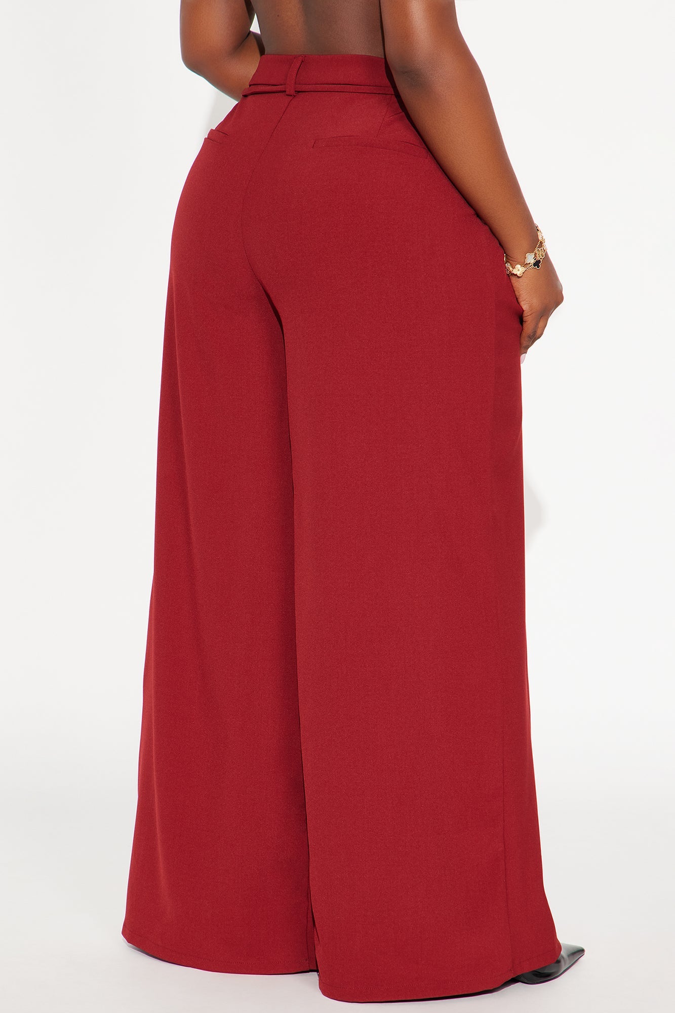 All Attention On Me Twill Rigid Wide Leg Pant 33 - Red