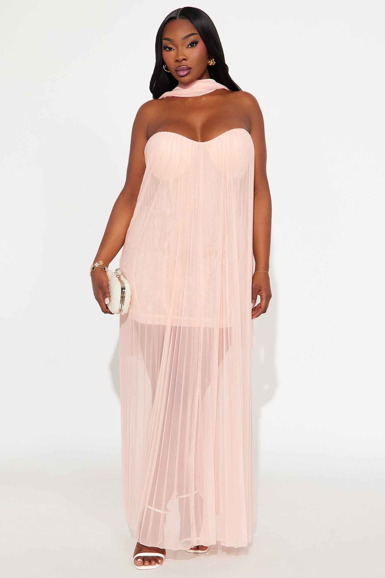 Graceful Kiss Mesh Gown - Pink