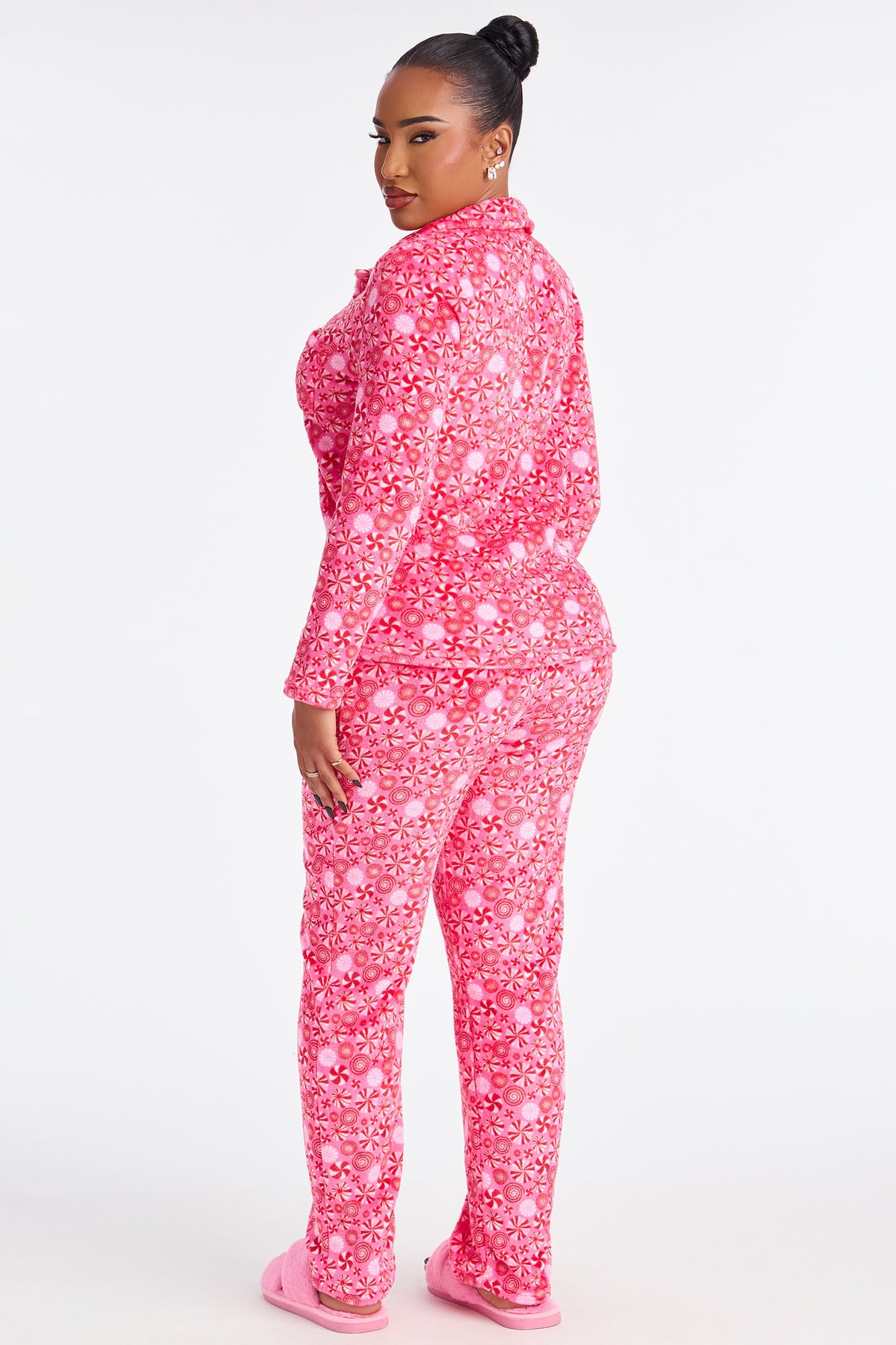 Peppermint Cutie Plush PJ Pant Set - Hot Pink