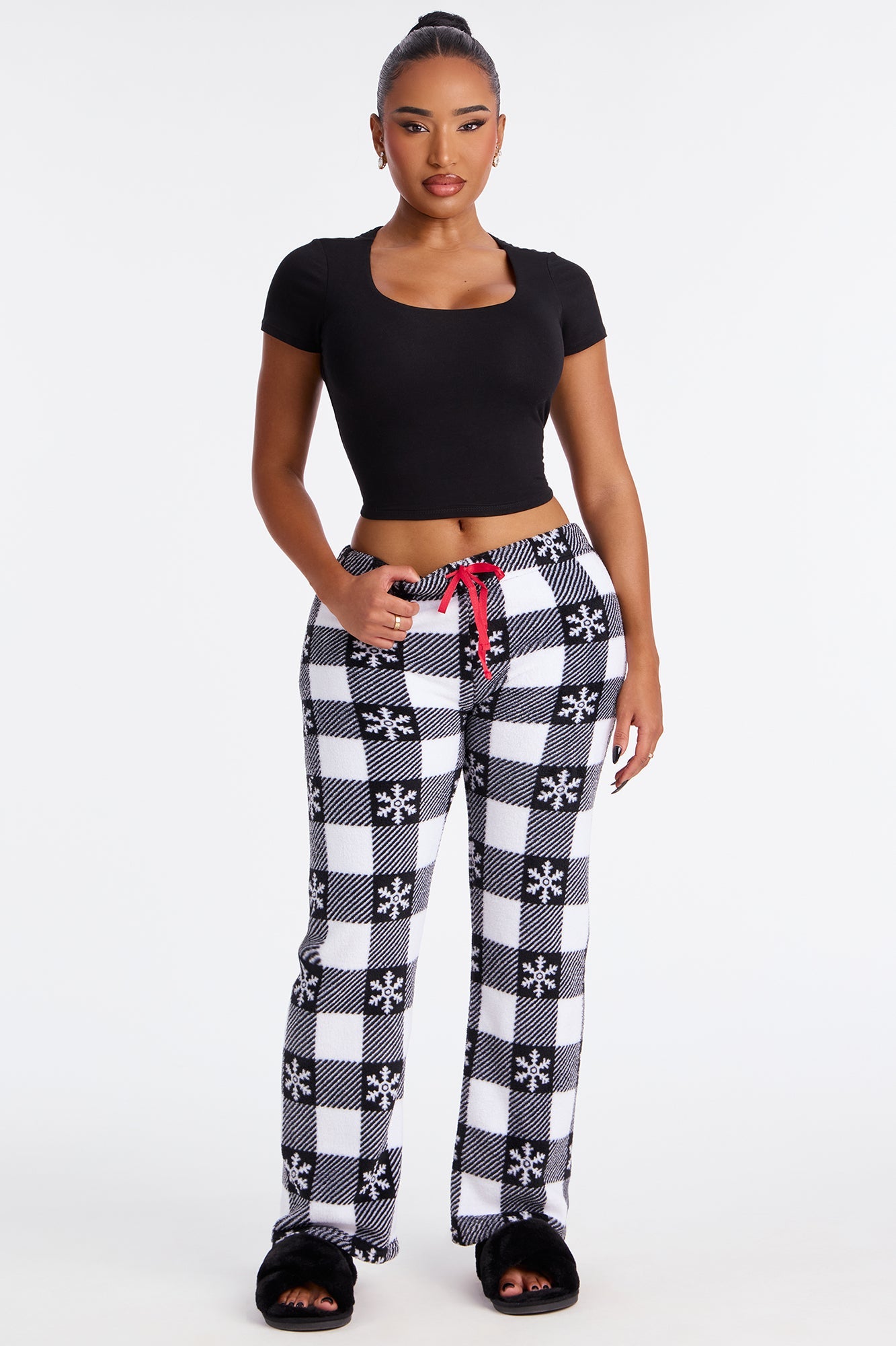 In The Snow Plush PJ Pants - Black/White