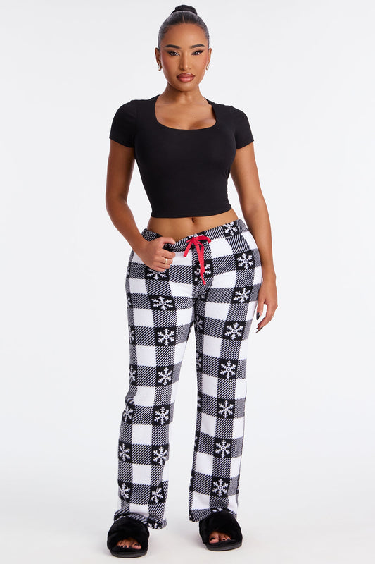 In The Snow Plush PJ Pants - Black/White