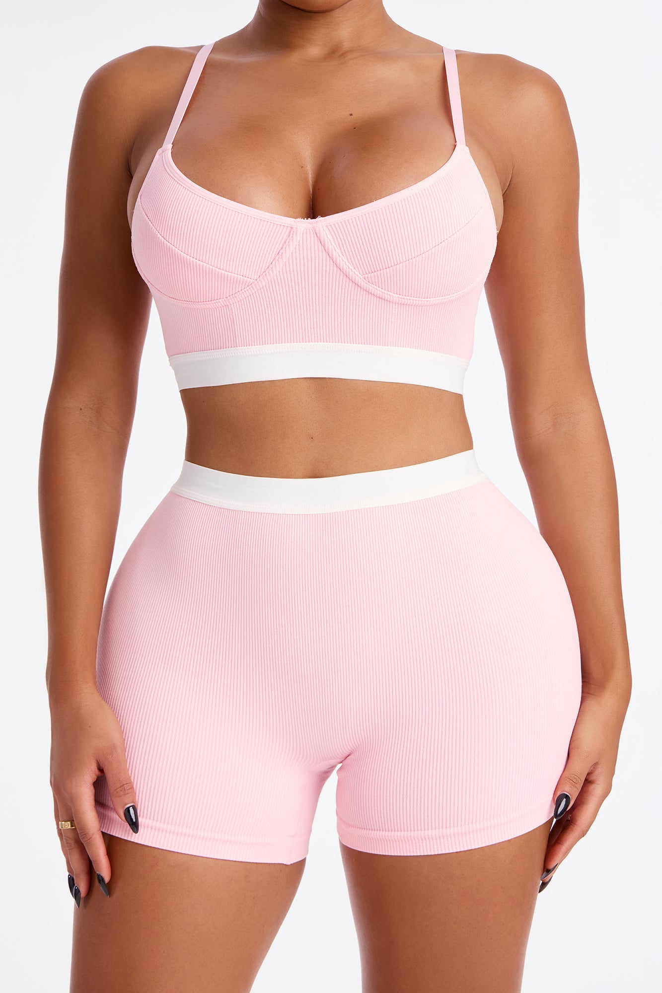 Melissa 2 Piece Seamless Comfort Bra and Boxer Short Set - Pink