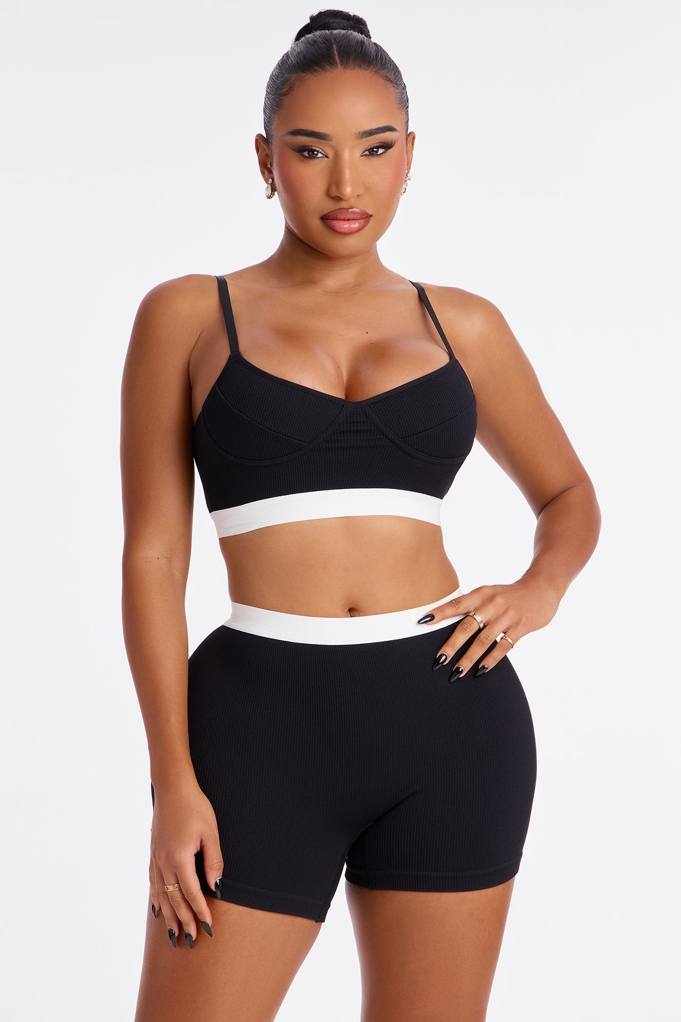 Melissa 2 Piece Seamless Comfort Bra and Boxer Short Set - Black
