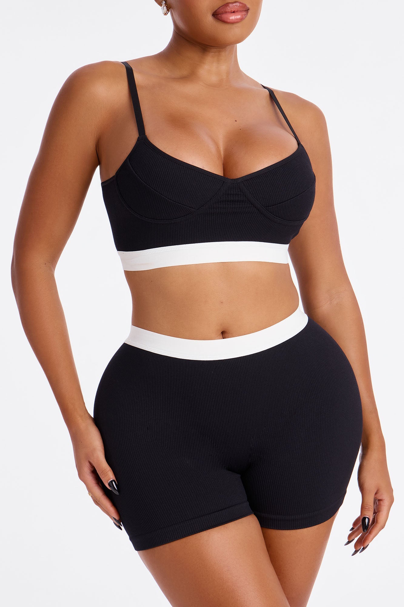 Melissa 2 Piece Seamless Comfort Bra and Boxer Short Set - Black