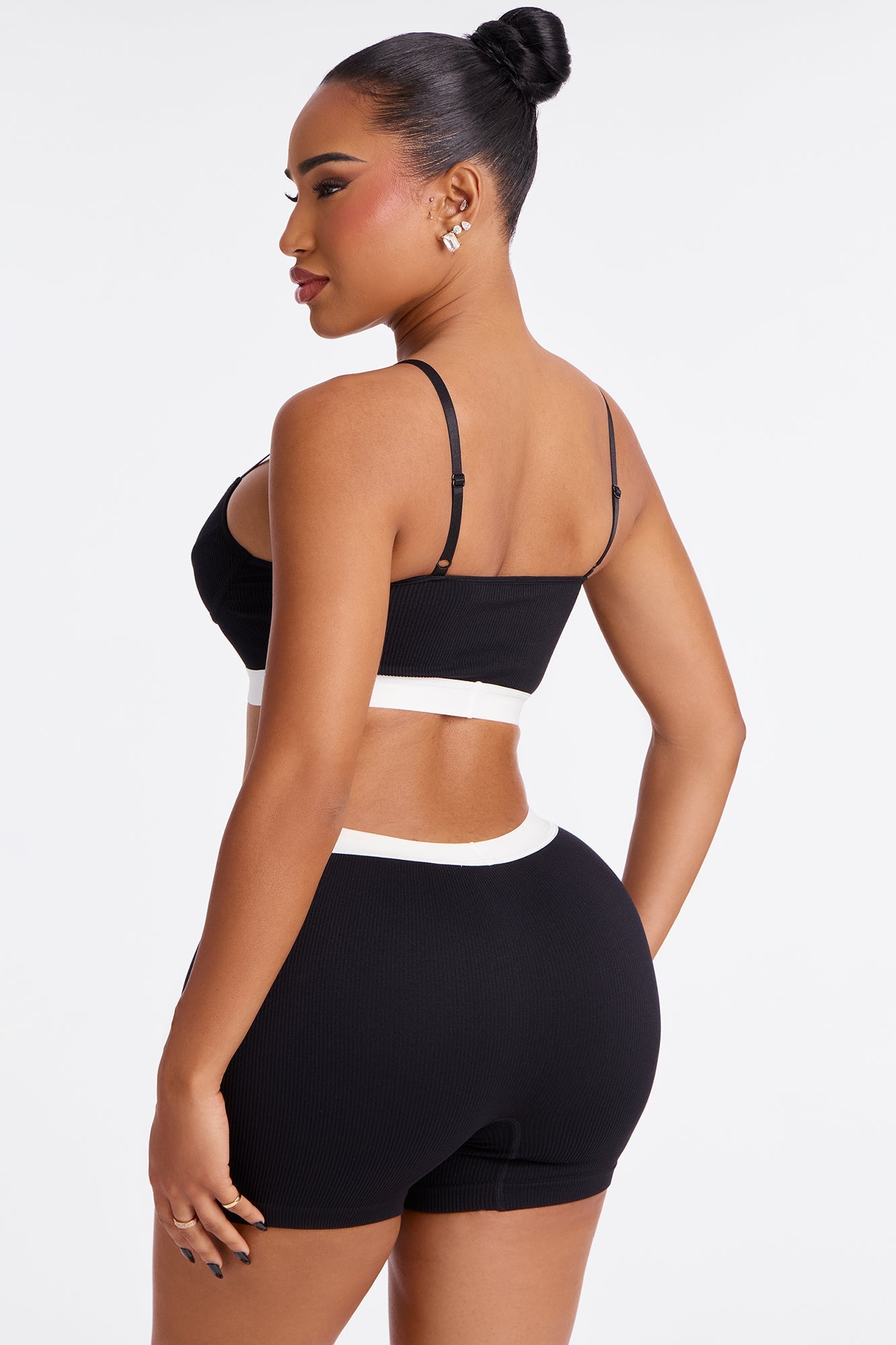 Melissa 2 Piece Seamless Comfort Bra and Boxer Short Set - Black