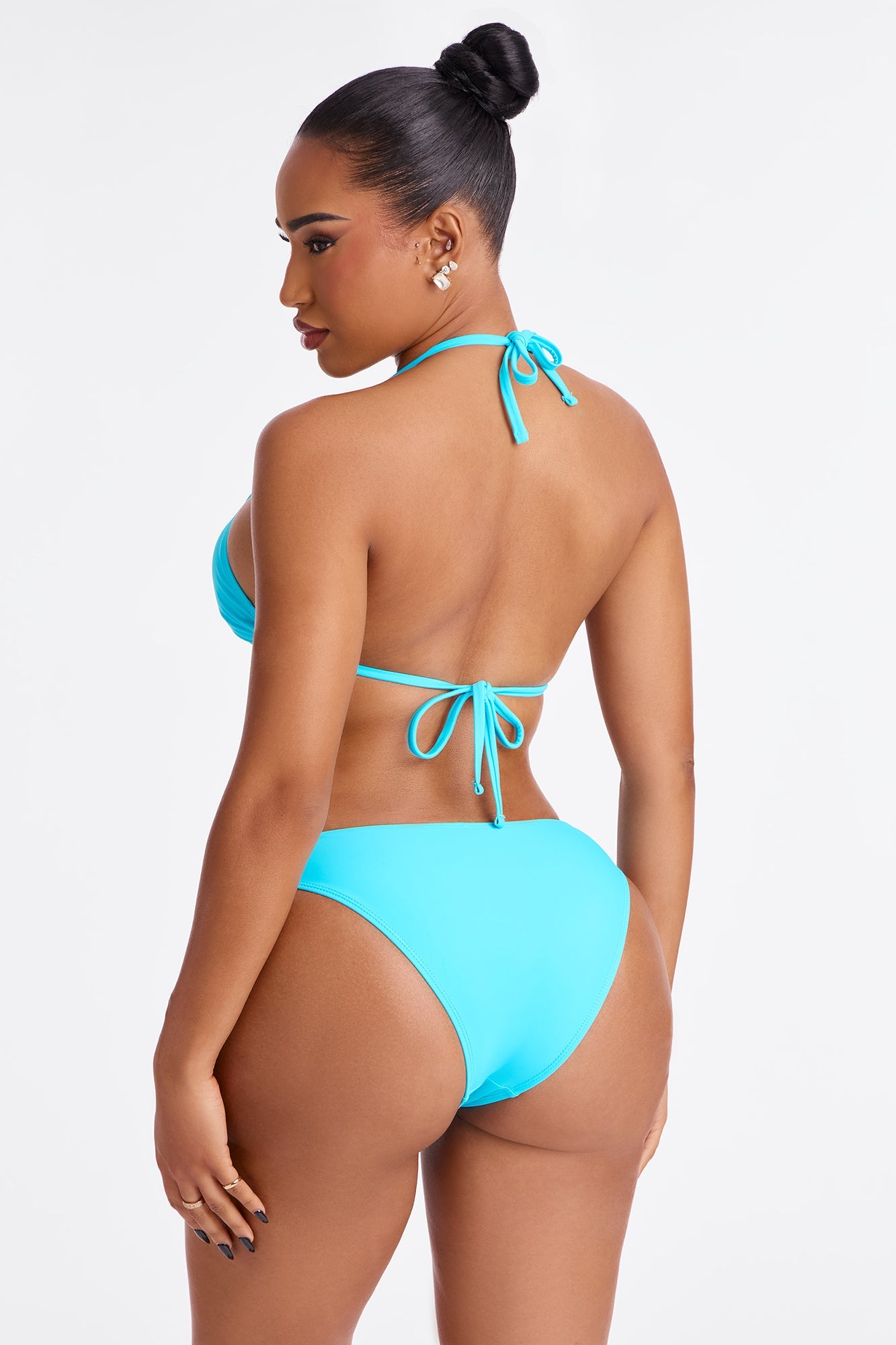 Jamila 3 Piece Bikini & Crochet Cover Up Dress Set - Turquoise