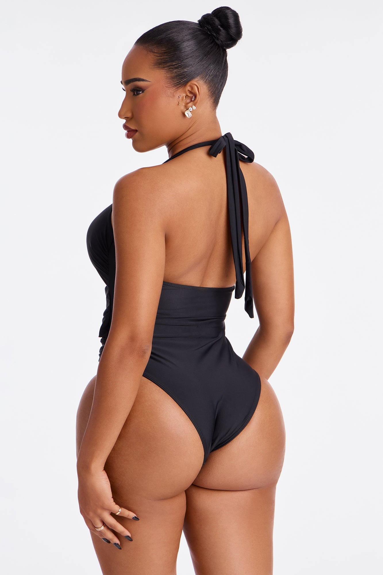 Paradise Orchid Flowers Cutout 1 Piece Swimsuit & Skirt Set - Black/combo