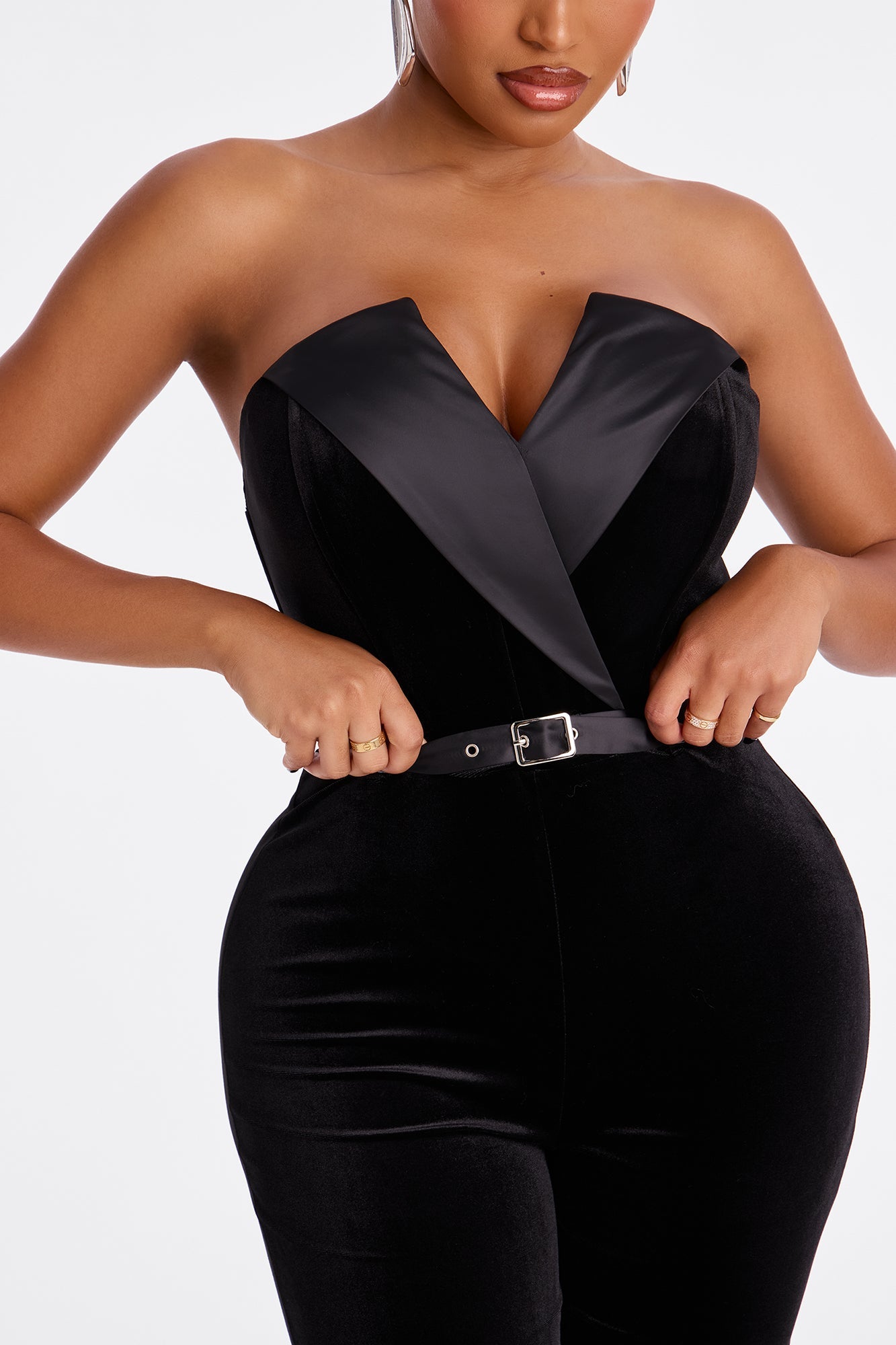 A Night In Monaco Velvet Jumpsuit - Black