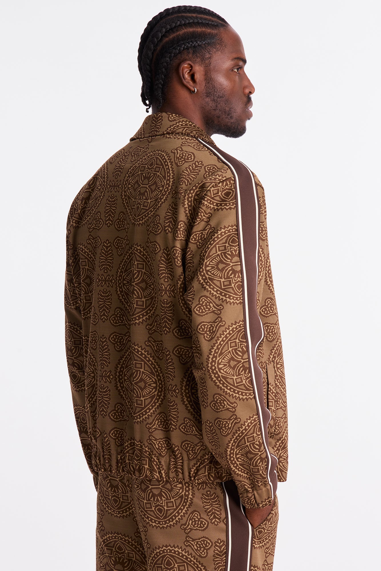All Over Jacquard Track Jacket - Brown/combo