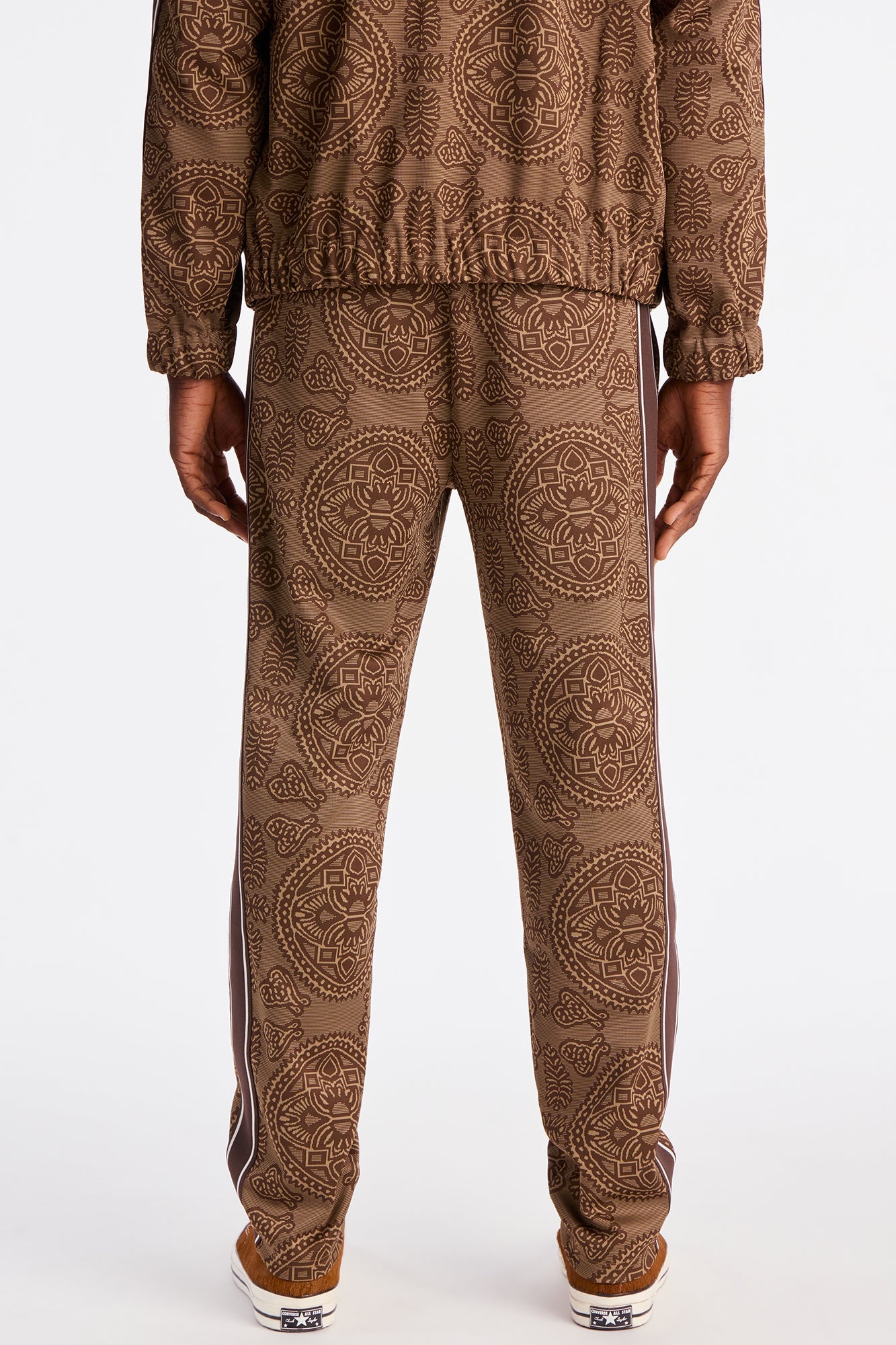 Slim All Over Jacquard Track Pant - Brown/combo