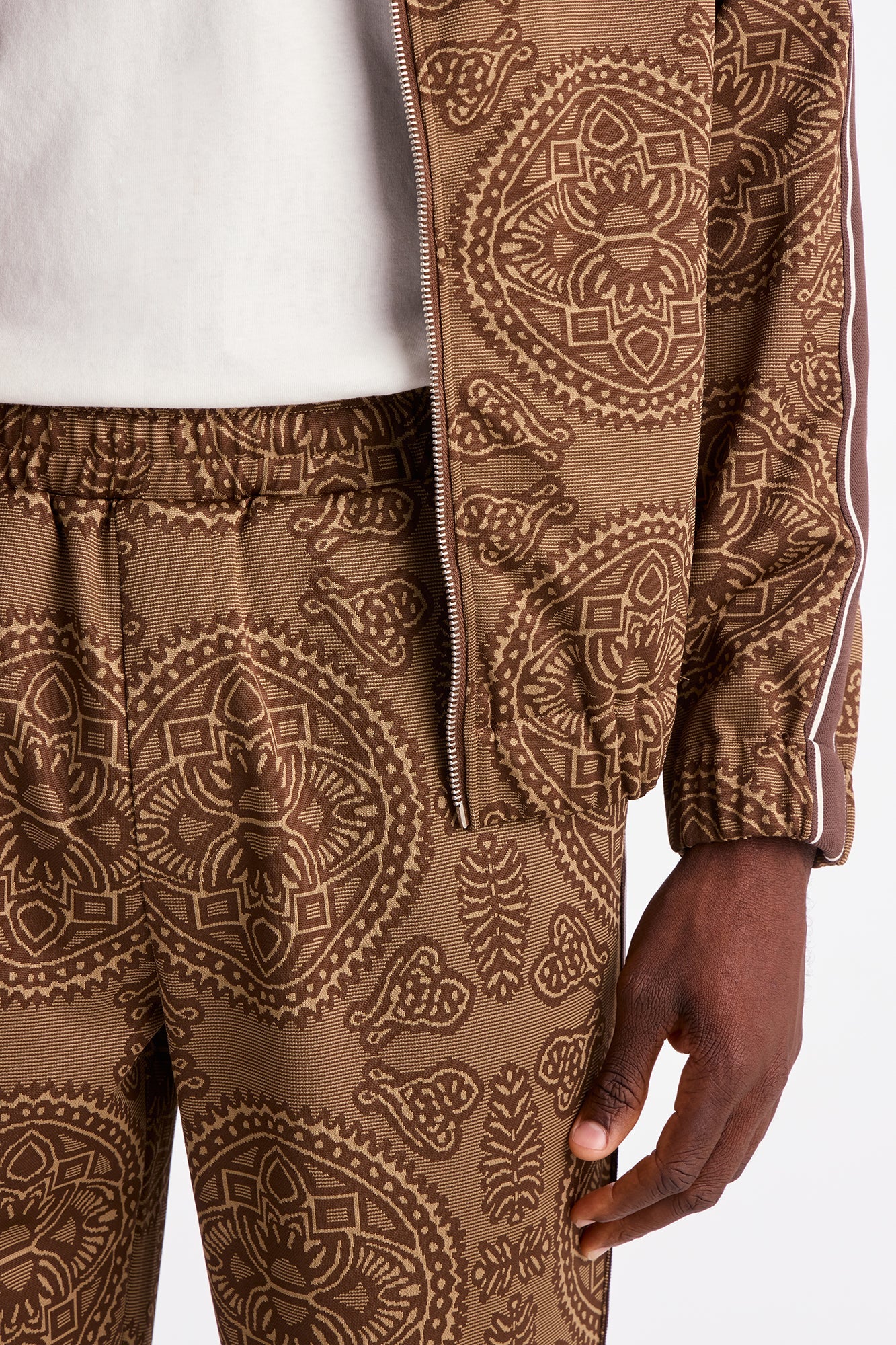 Slim All Over Jacquard Track Pant - Brown/combo