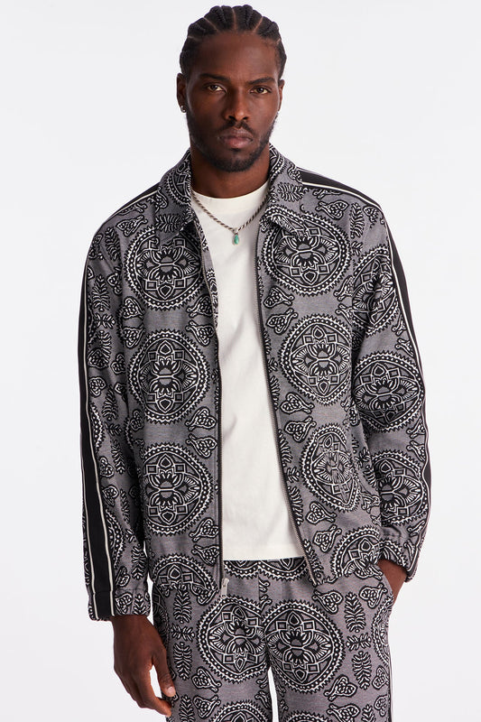 All Over Jacquard Track Jacket - Black/combo