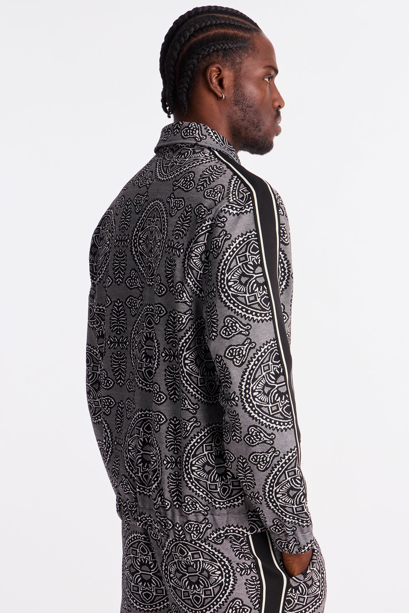 All Over Jacquard Track Jacket - Black/combo