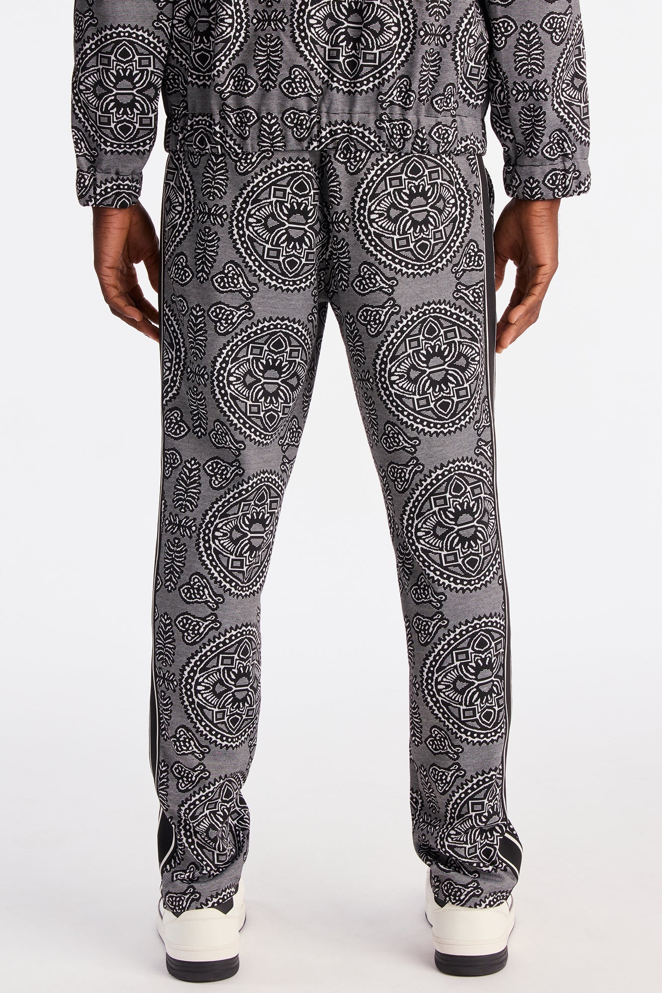 Slim All Over Jacquard Track Pant - Black/combo