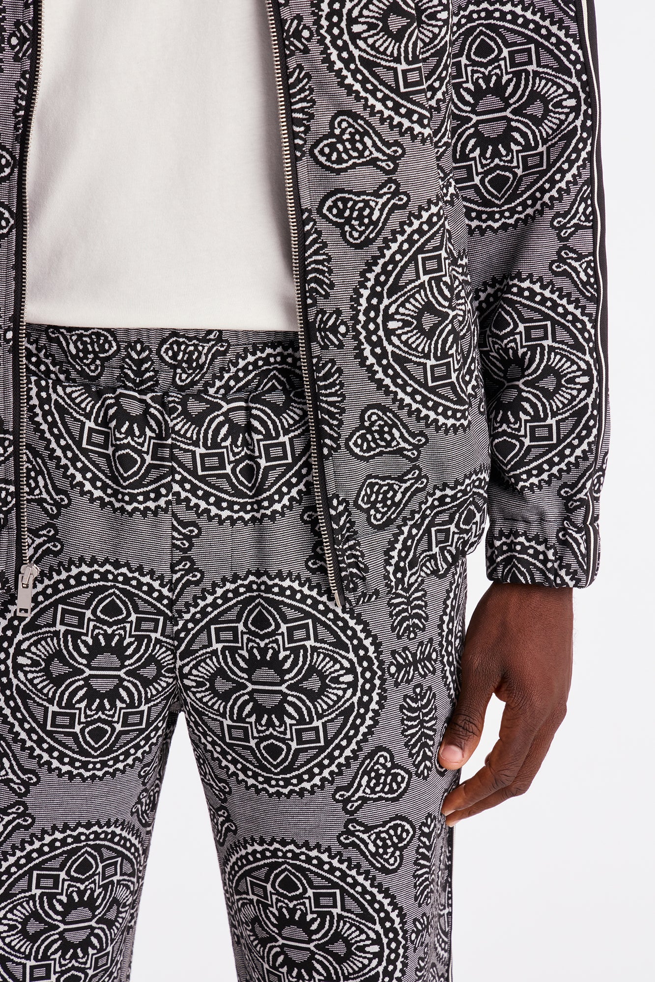 Slim All Over Jacquard Track Pant - Black/combo