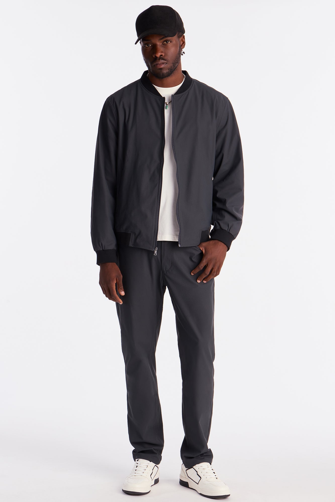 Cedric Stretch Bomber Jacket - Charcoal