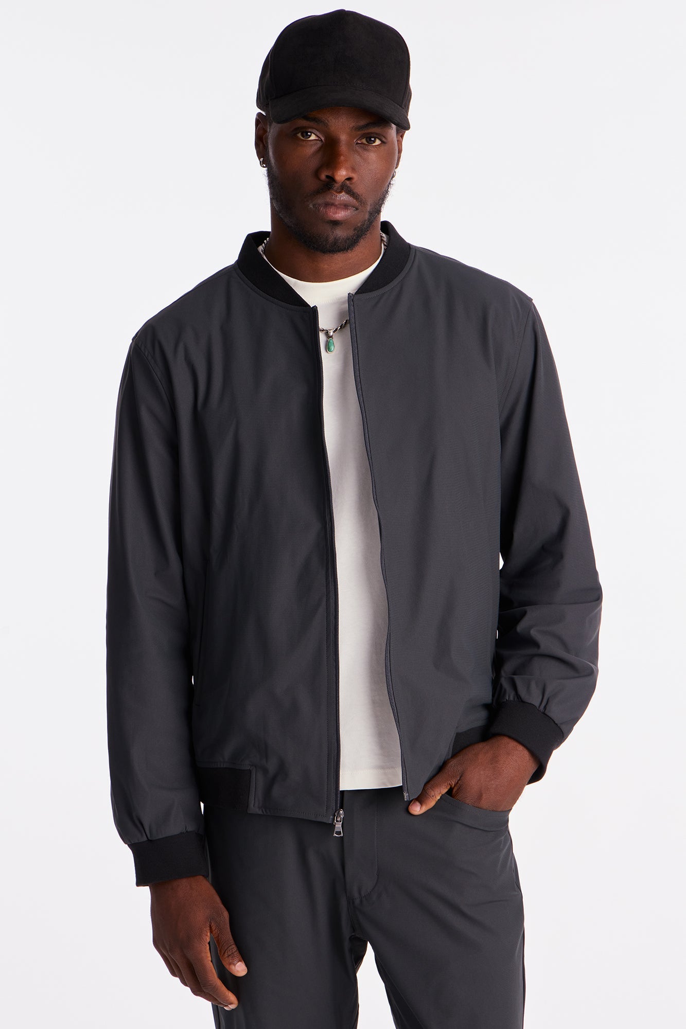 Cedric Stretch Bomber Jacket - Charcoal