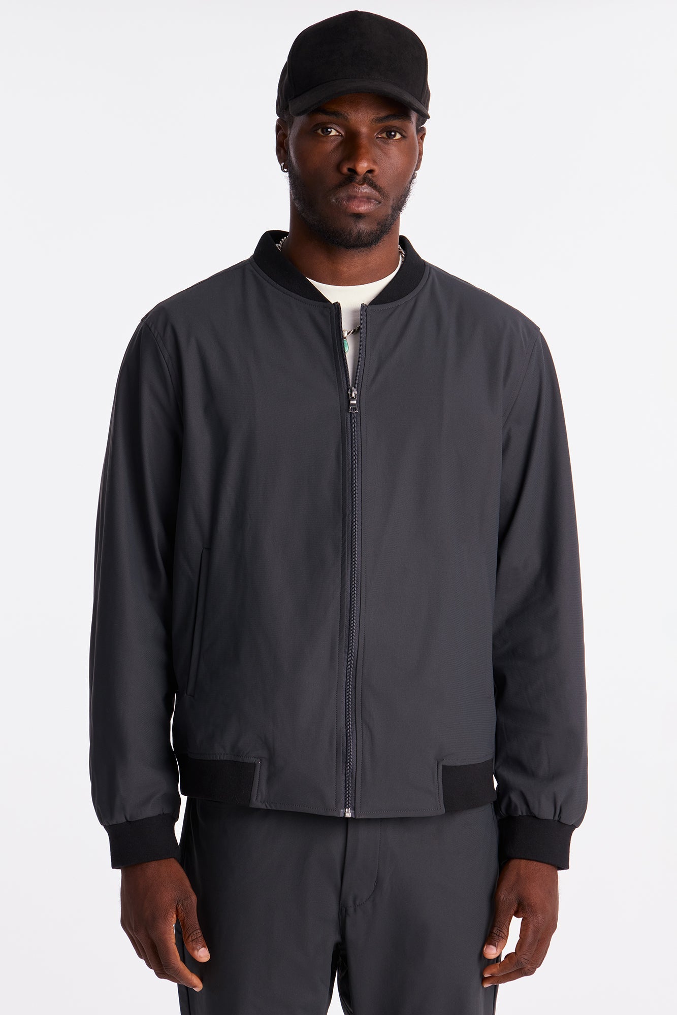 Cedric Stretch Bomber Jacket - Charcoal