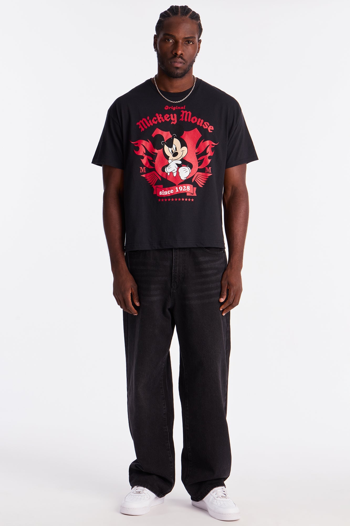 Disney OG Mickey Mouse Boxy Short Sleeve Tee - Black