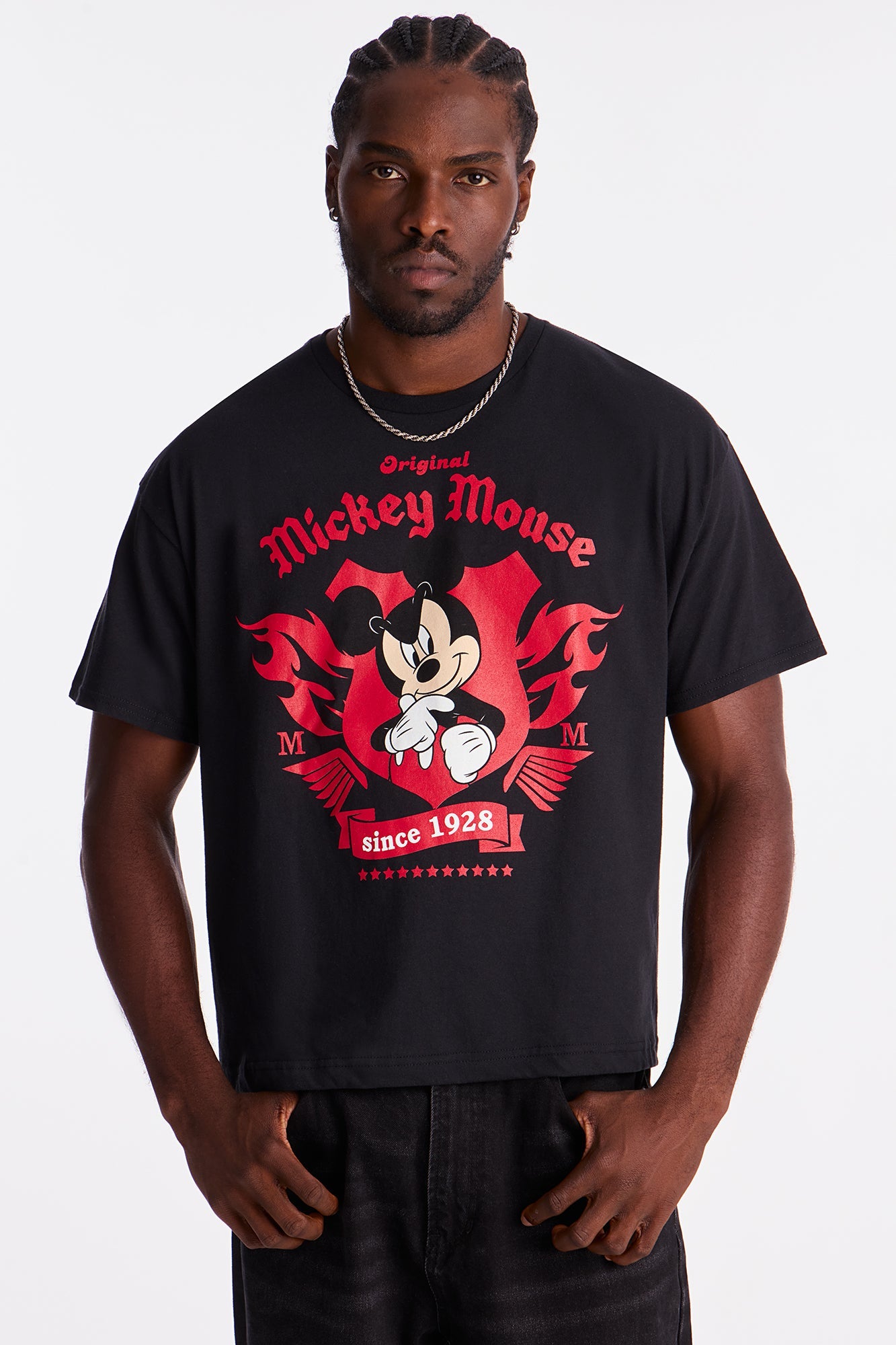 Disney OG Mickey Mouse Boxy Short Sleeve Tee - Black