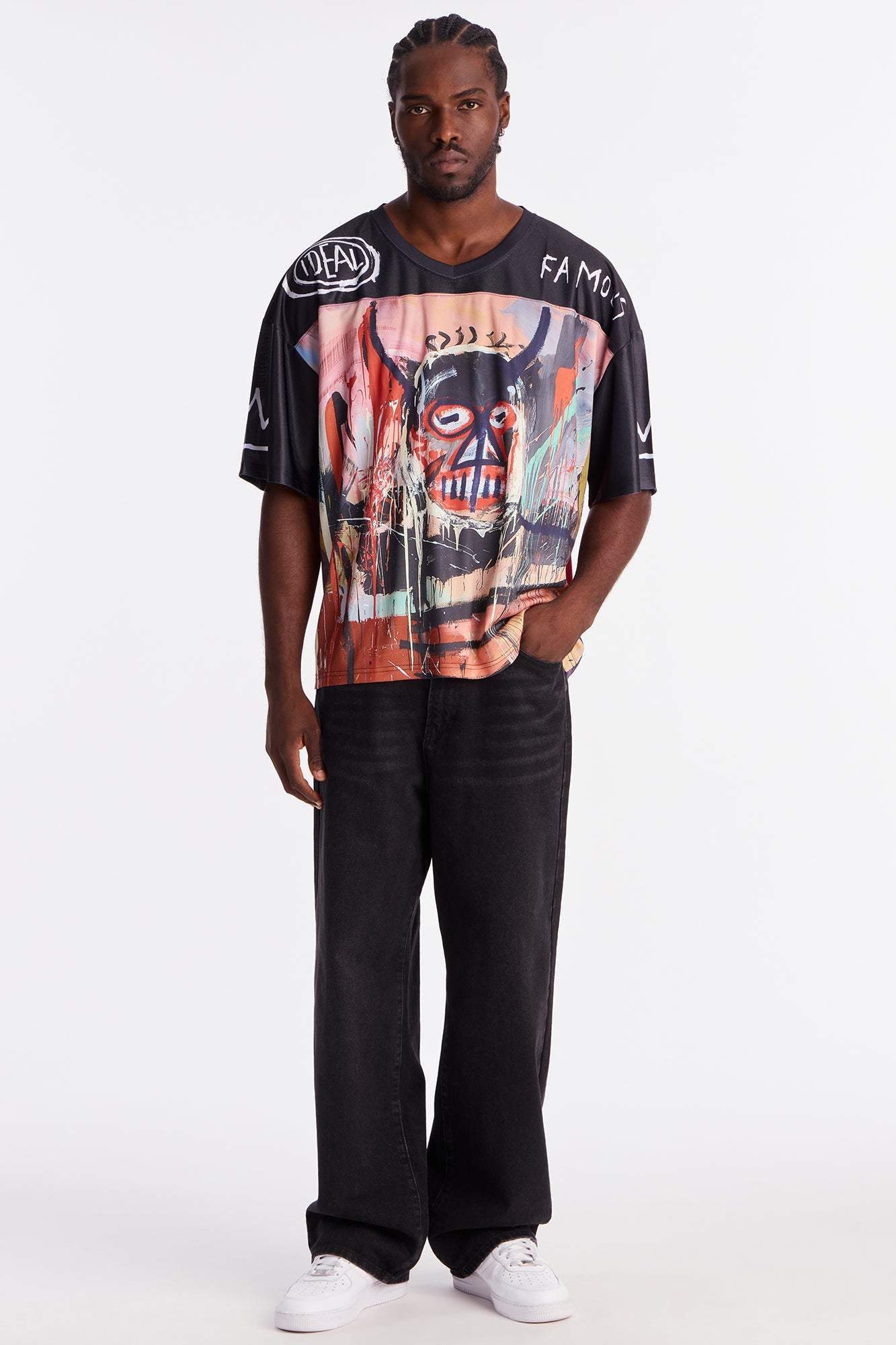 Basquiat Short Sleeve Football Jersey - Black/combo