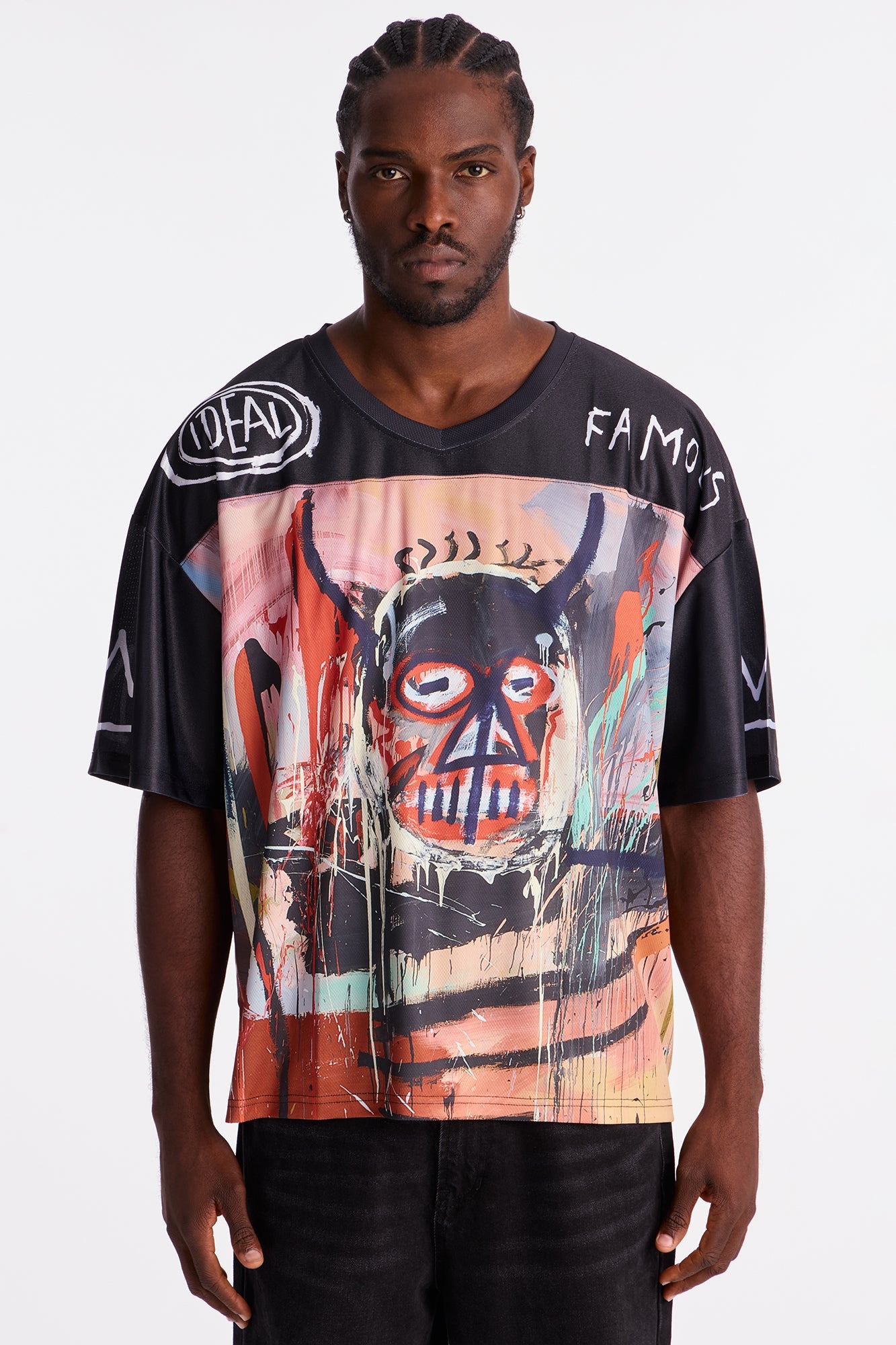 Basquiat Short Sleeve Football Jersey - Black/combo