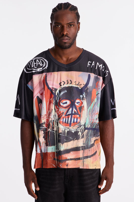 Basquiat Short Sleeve Football Jersey - Black/combo