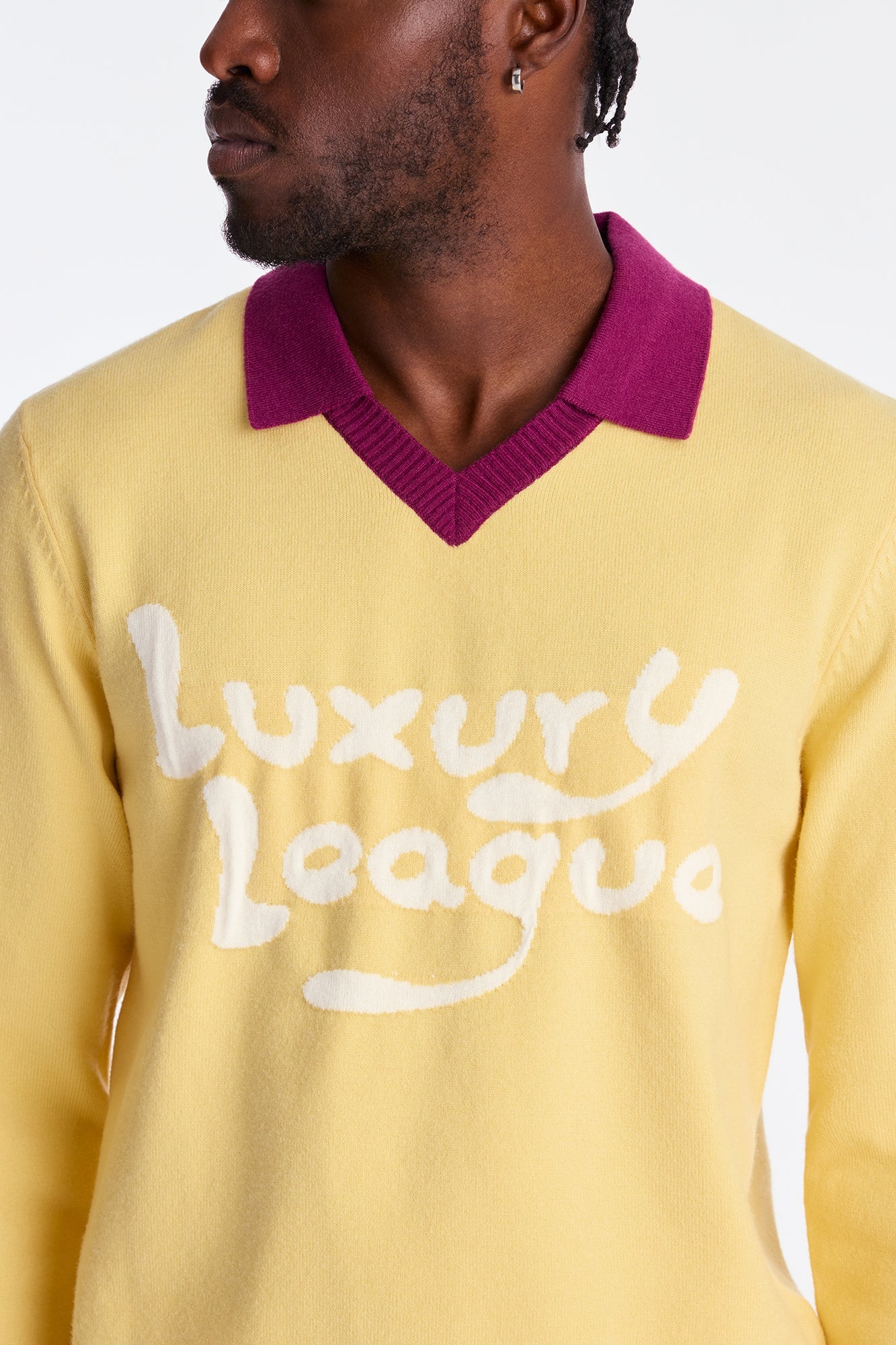 Luxury League Lightweight Knit Long Sleeve Polo - Yellow